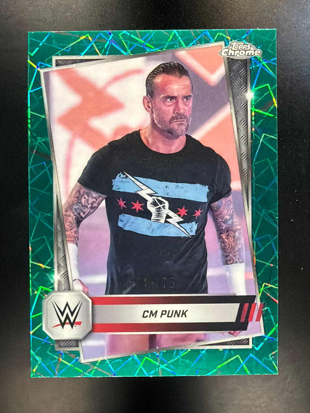 2025 Topps Chrome WWE #98 CM Punk Teal Lazer Refractor #/175