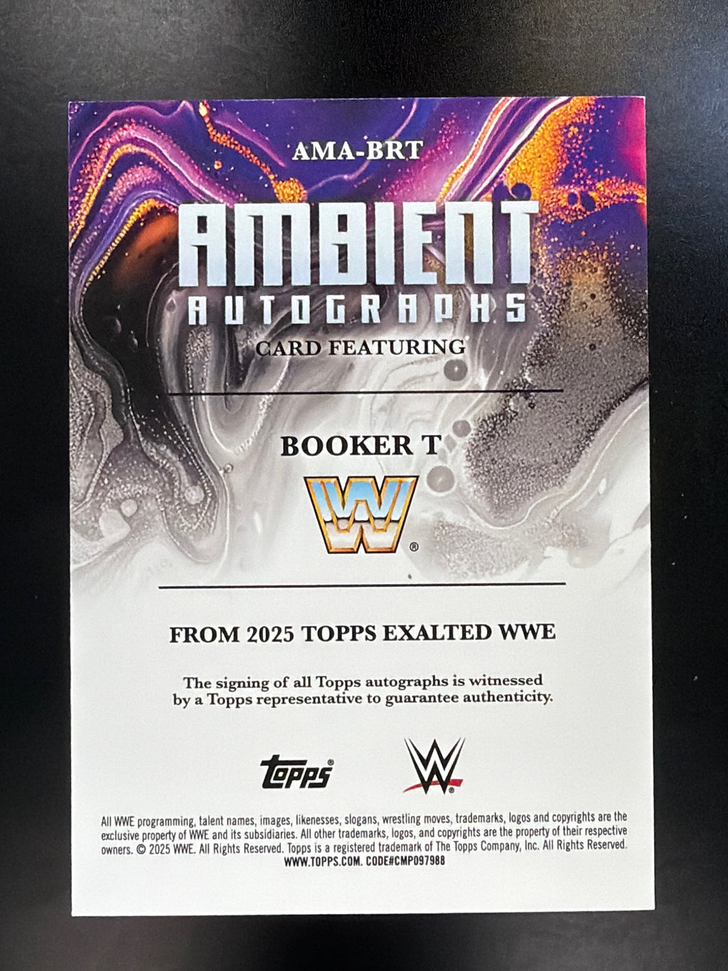 2025 Topps Exalted WWE #AMA-BRT Booker T Ambient Autographs Aqua #/99