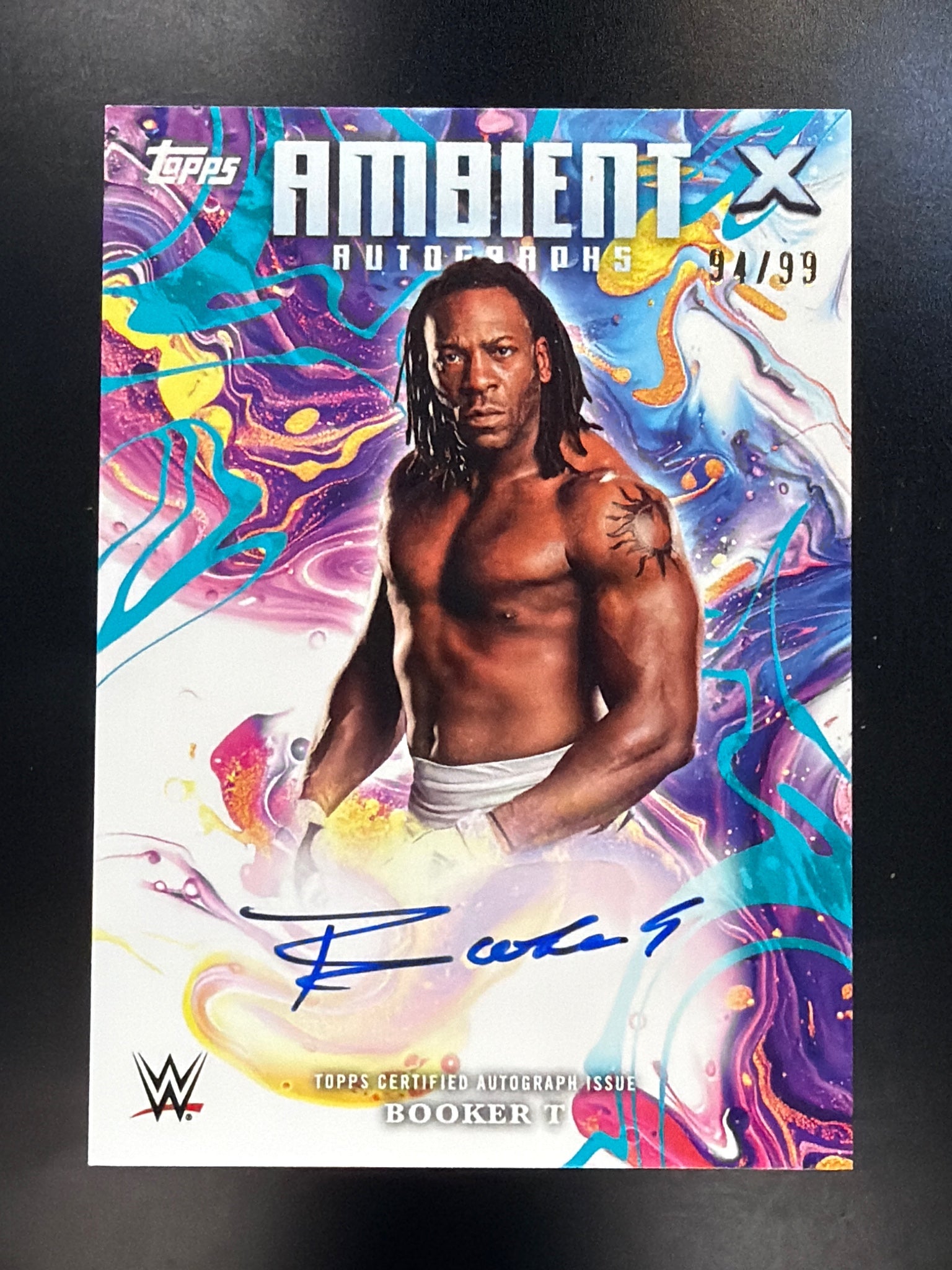 2025 Topps Exalted WWE #AMA-BRT Booker T Ambient Autographs Aqua #/99