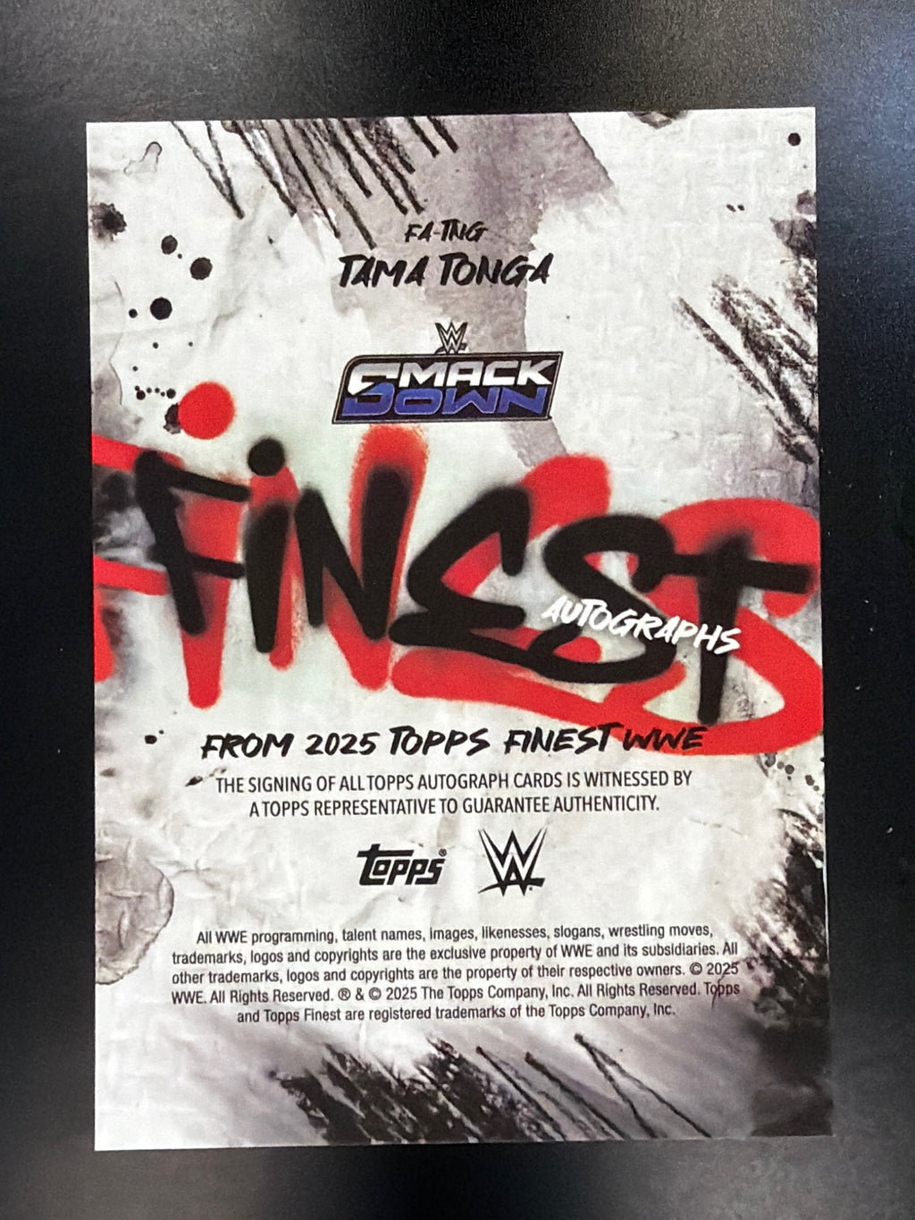2025 Topps Finest WWE #FA-TNG Tama Tonga Finest Autographs Gold #/50