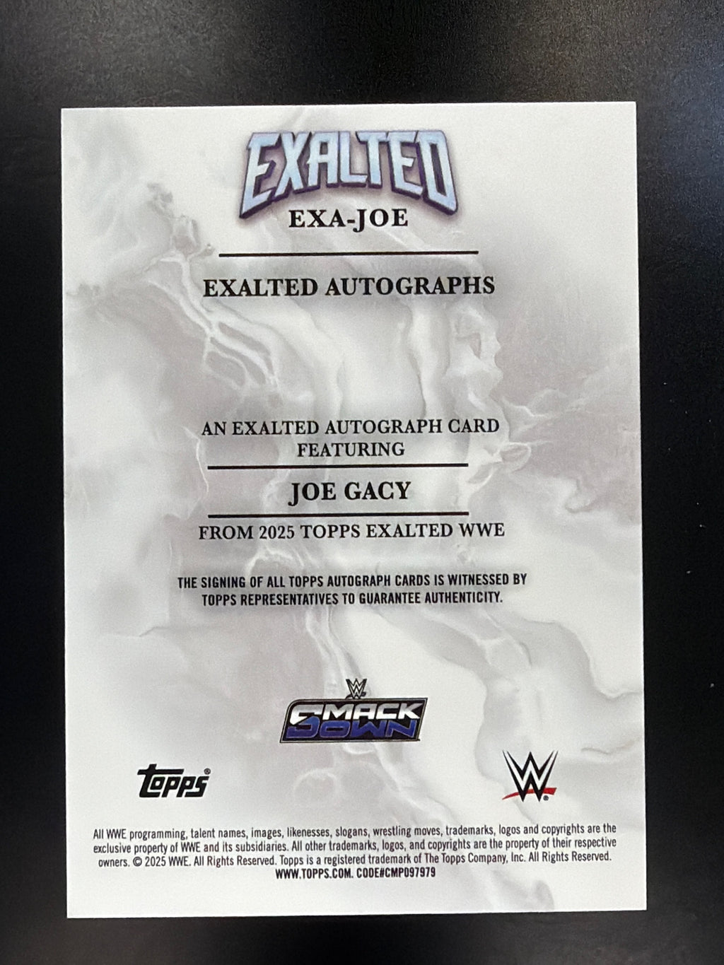 2025 Topps Exalted WWE #EXA-JOE Joe Gacy Exalted Autographs Blue #/25