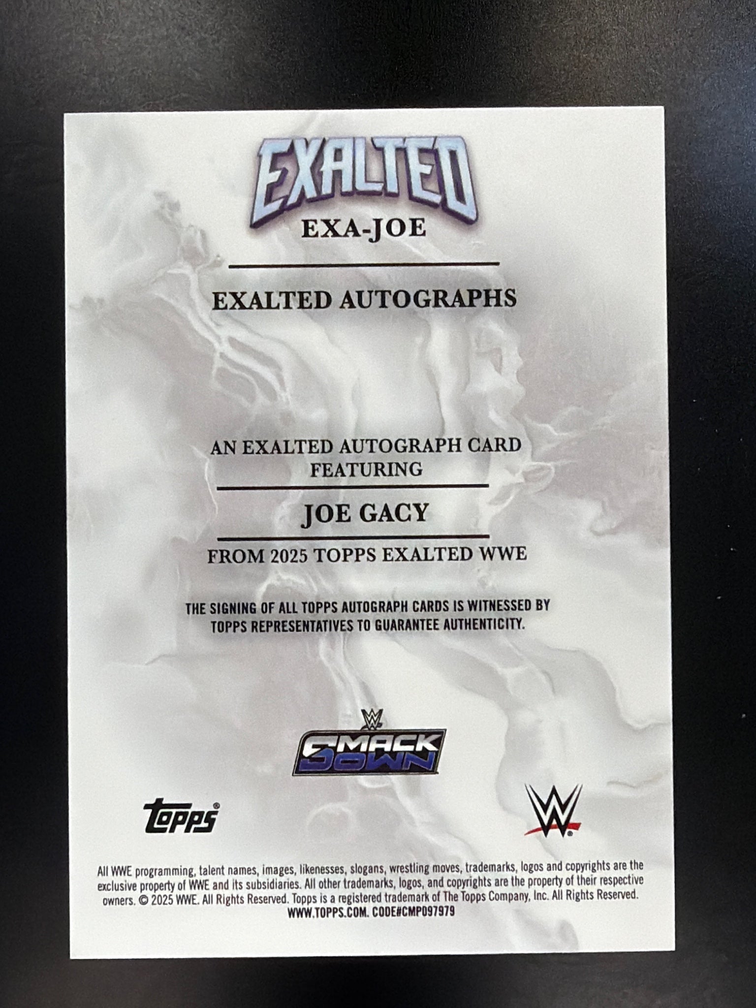 2025 Topps Exalted WWE #EXA-JOE Joe Gacy Exalted Autographs Blue #/25