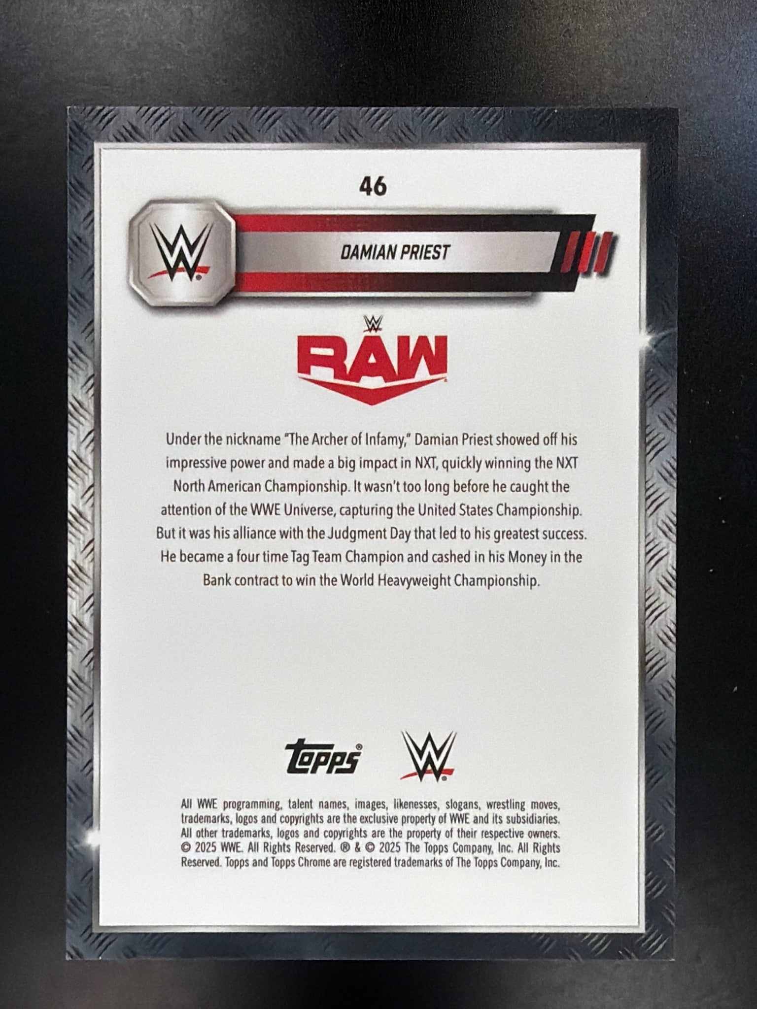 2025 Topps Chrome WWE #46 Damian Priest Steel Cage Refractor #/37