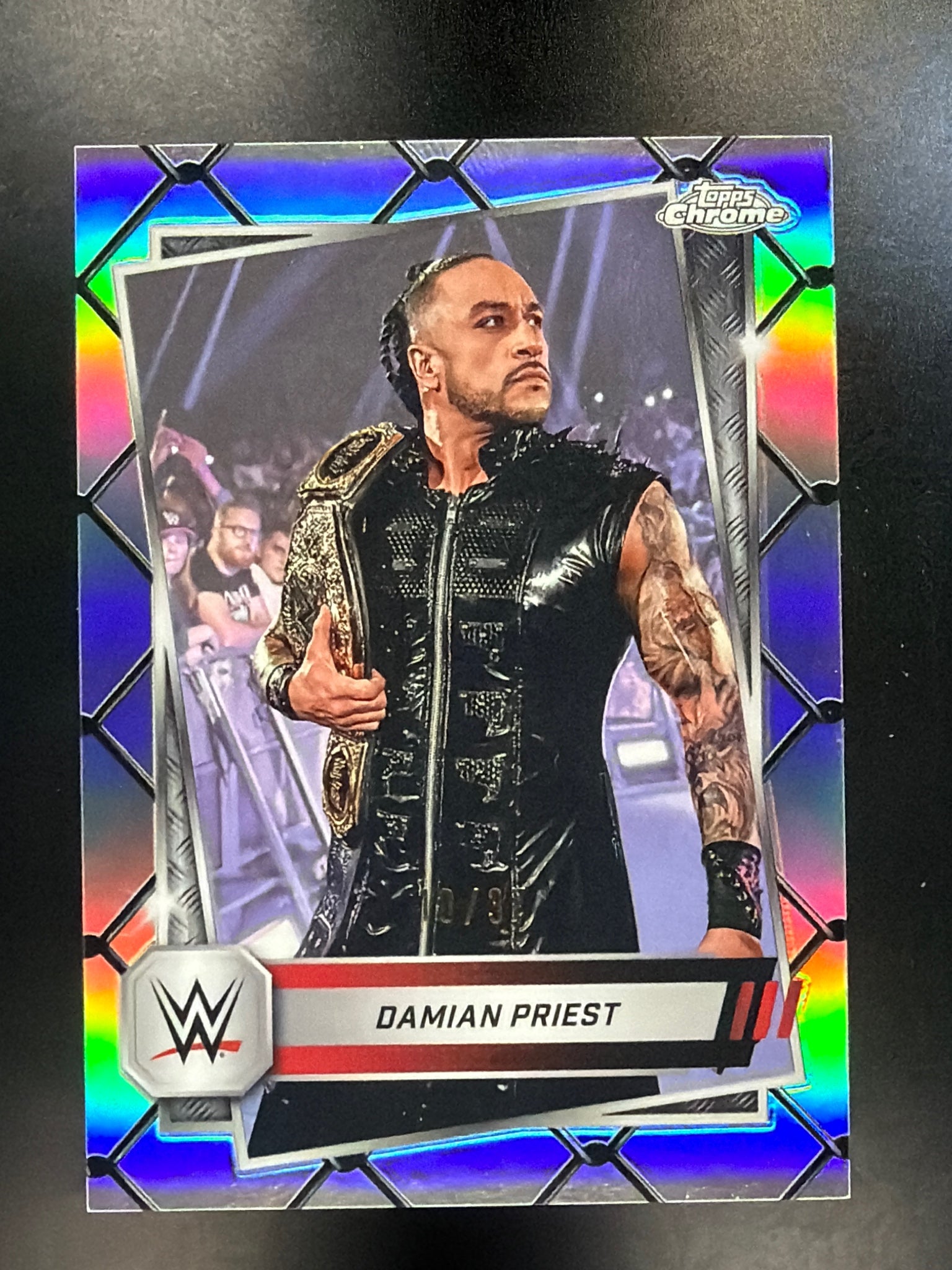 2025 Topps Chrome WWE #46 Damian Priest Steel Cage Refractor #/37