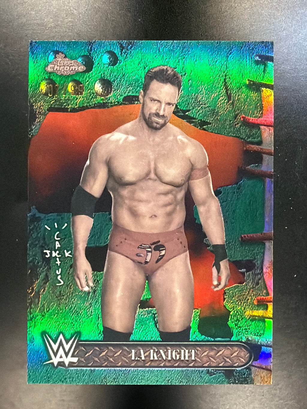 2025 Topps Chrome WWE x Cactus Jack #12 LA Knight Green #/99