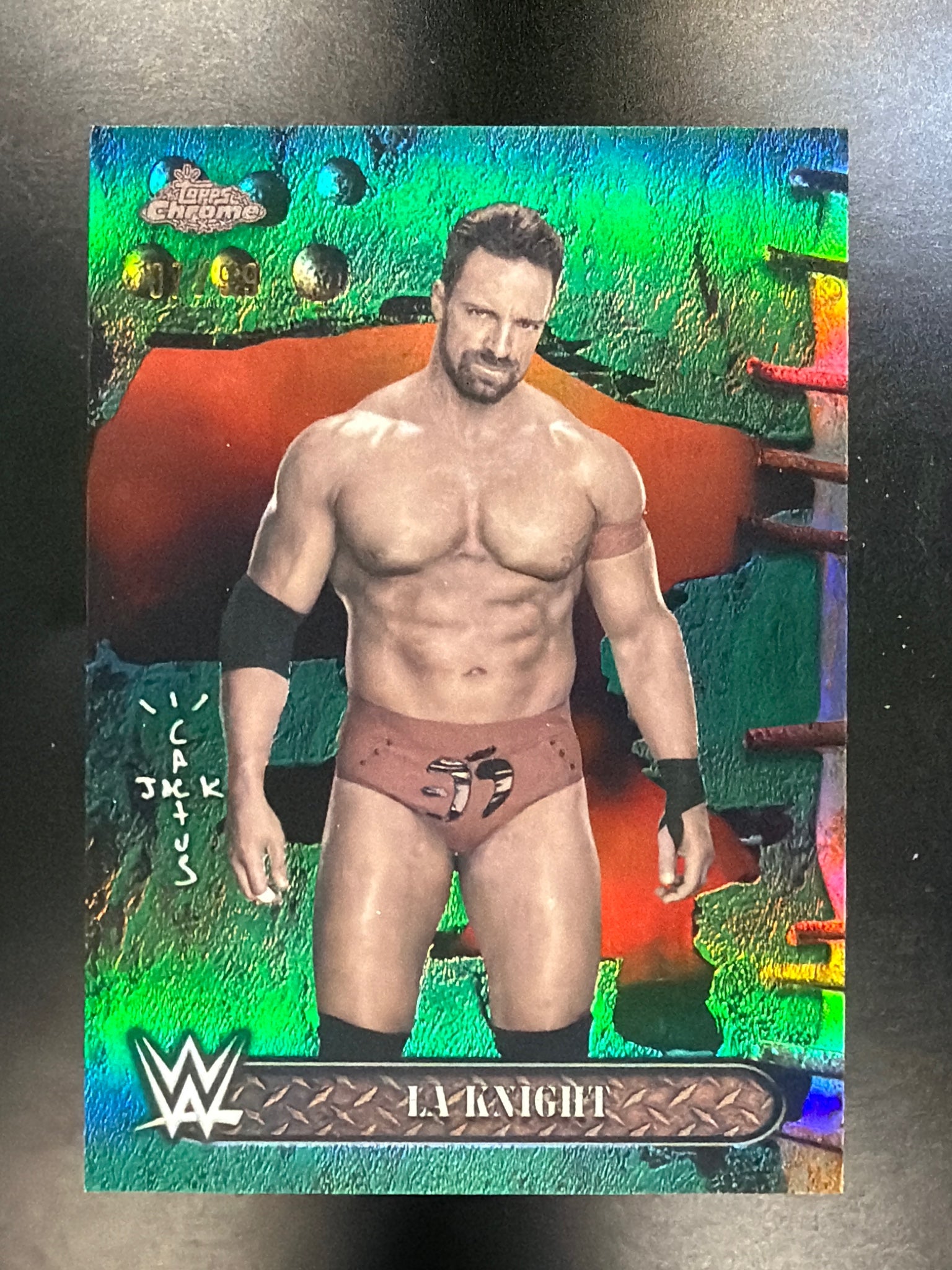 2025 Topps Chrome WWE x Cactus Jack #12 LA Knight Green #/99