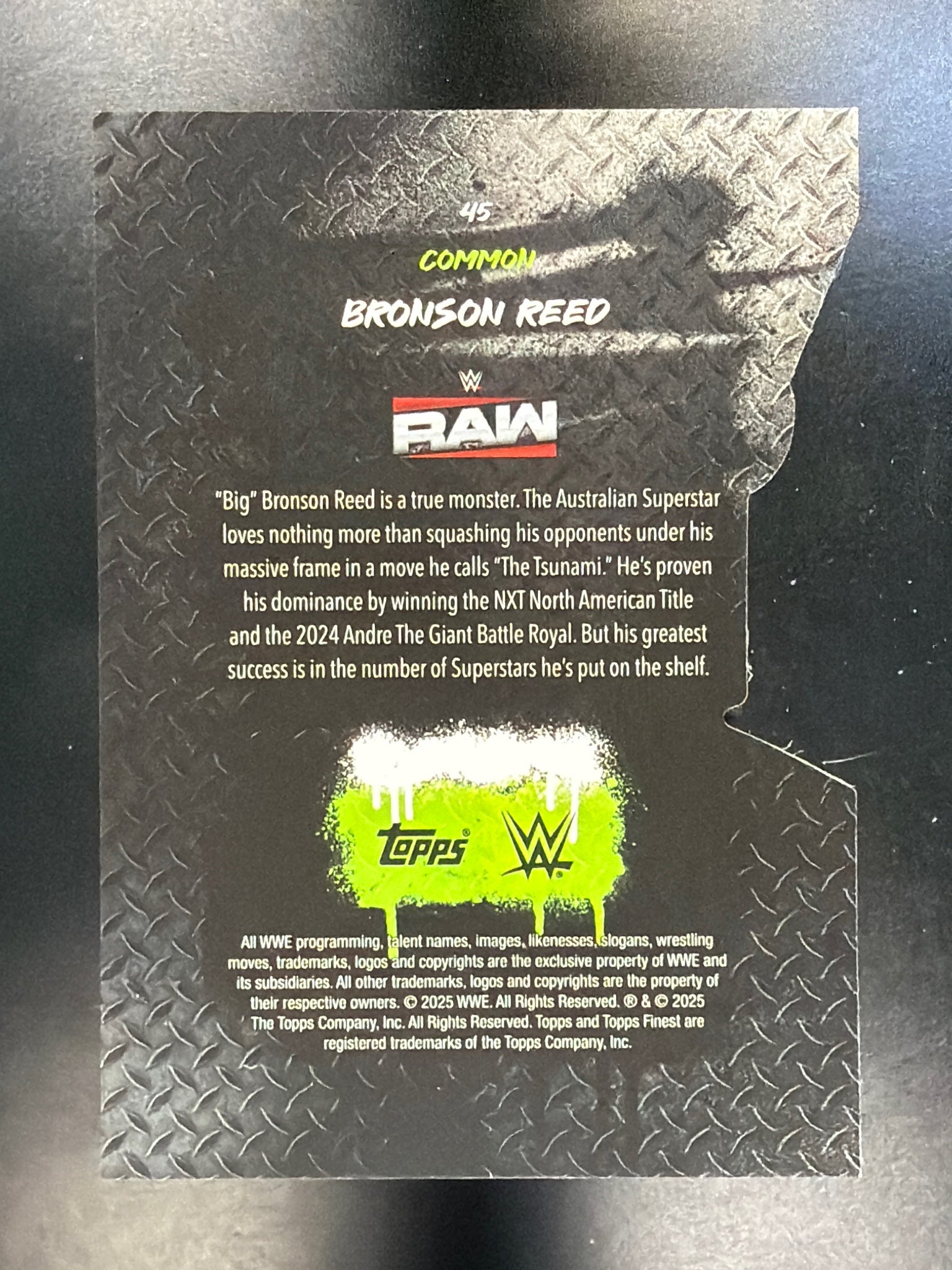 2025 Topps Finest WWE #45 Bronson Reed Die Cut #/99