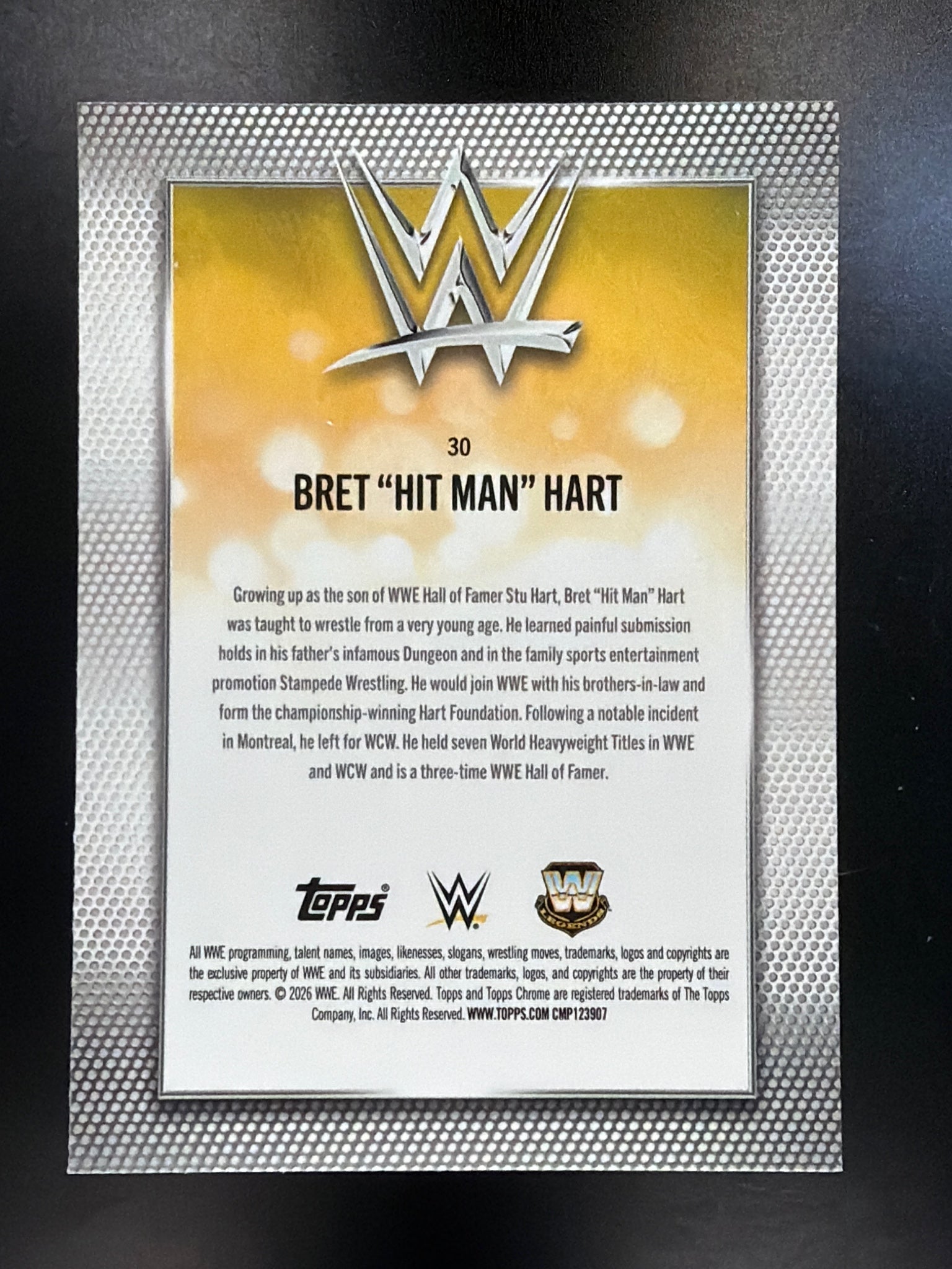 2026 Topps Chrome WWE #30 Bret "Hit Man" Hart Sonar Refractor