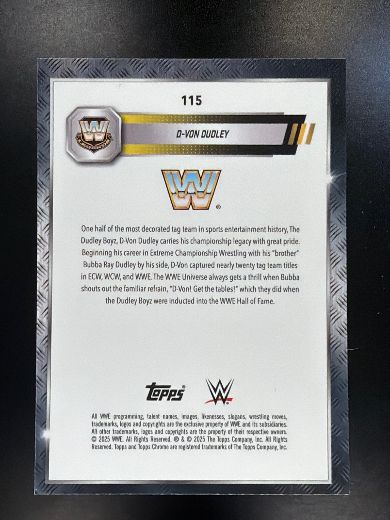 2025 Topps Chrome WWE #115 D-Von Dudley Neon Green & Black Refractor