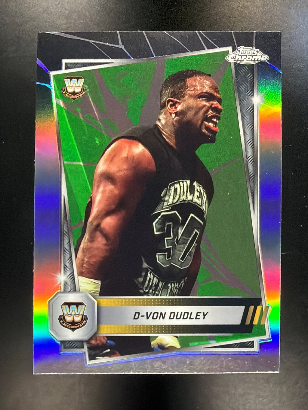 2025 Topps Chrome WWE #115 D-Von Dudley Neon Green & Black Refractor