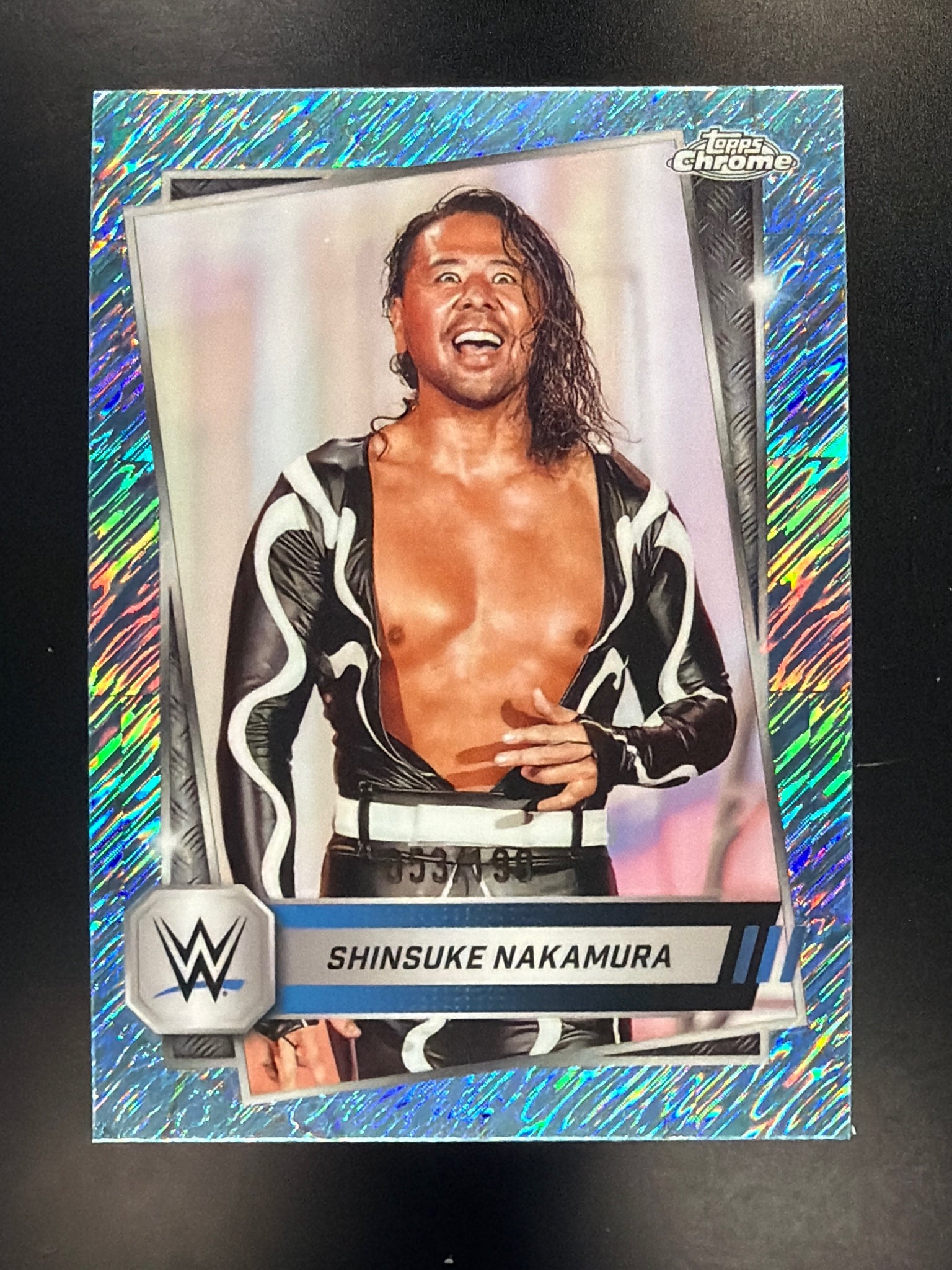 2025 Topps Chrome WWE #51 Shinsuke Nakamura Aqua Shimmer Refractor #/199