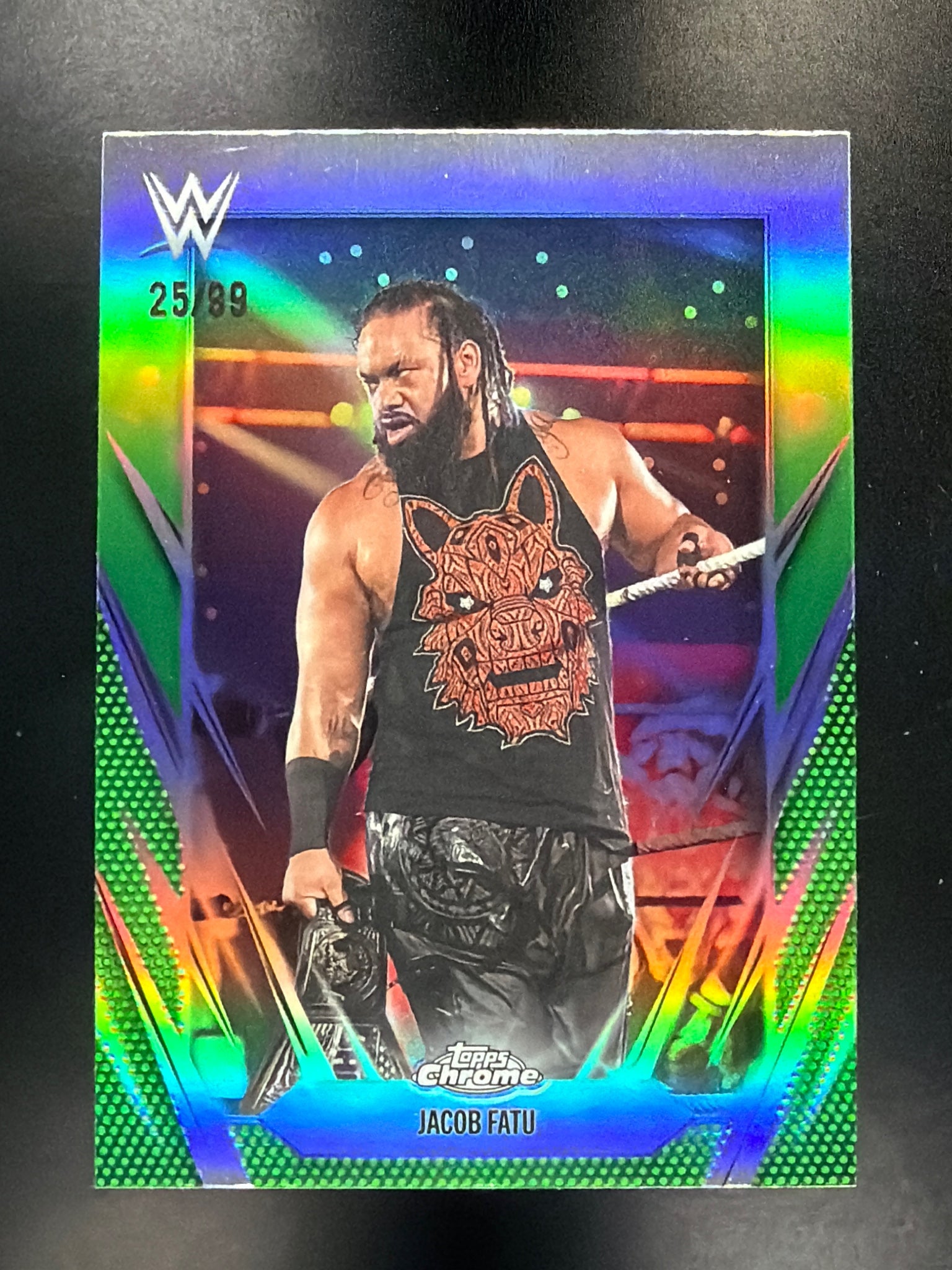 2026 Topps Chrome WWE #55 Jacob Fatu Green Refractor #/99