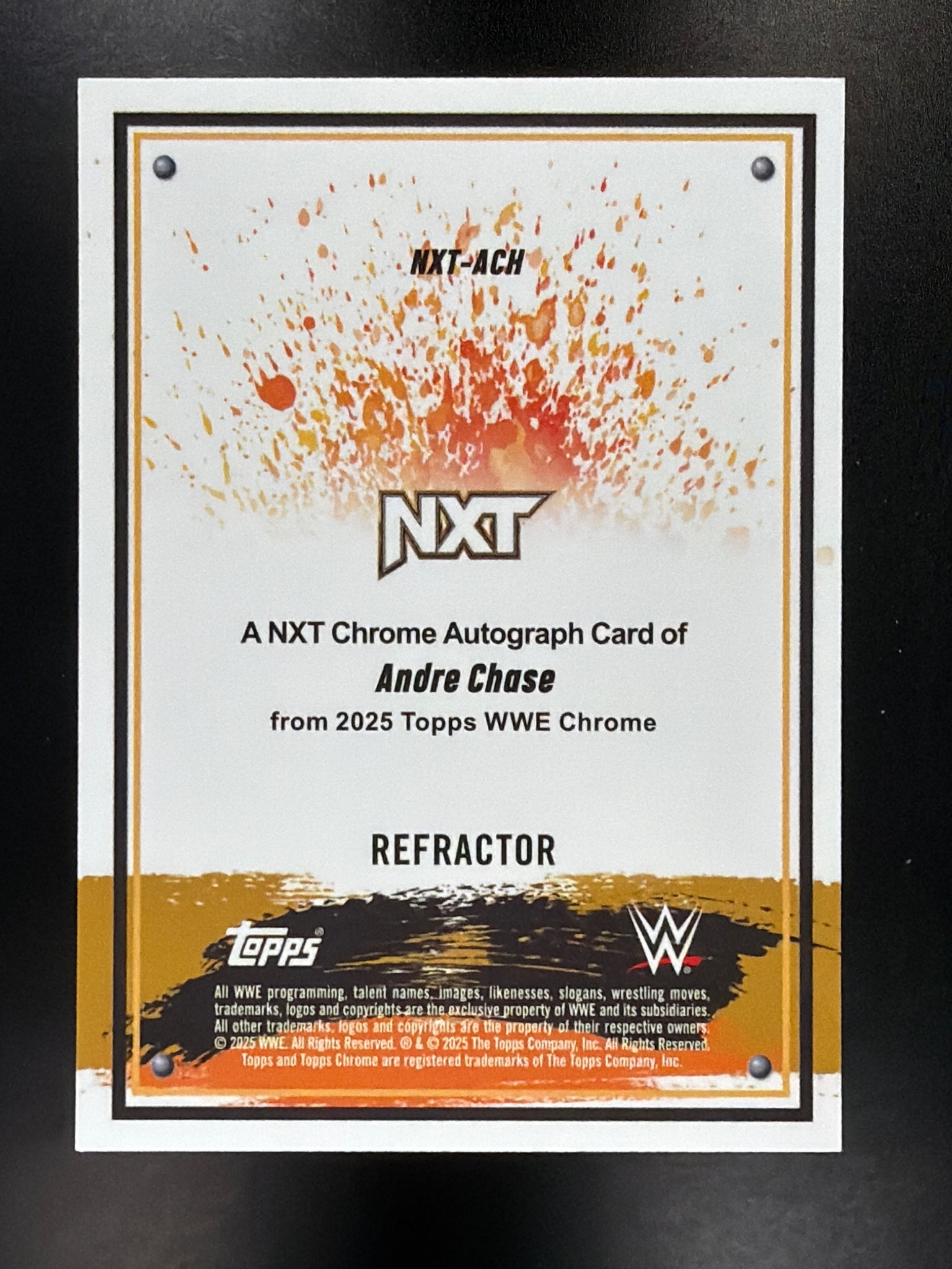 2025 Topps Chrome WWE #NXT-ACH Andre Chase NXT Autographs Refractor #/175