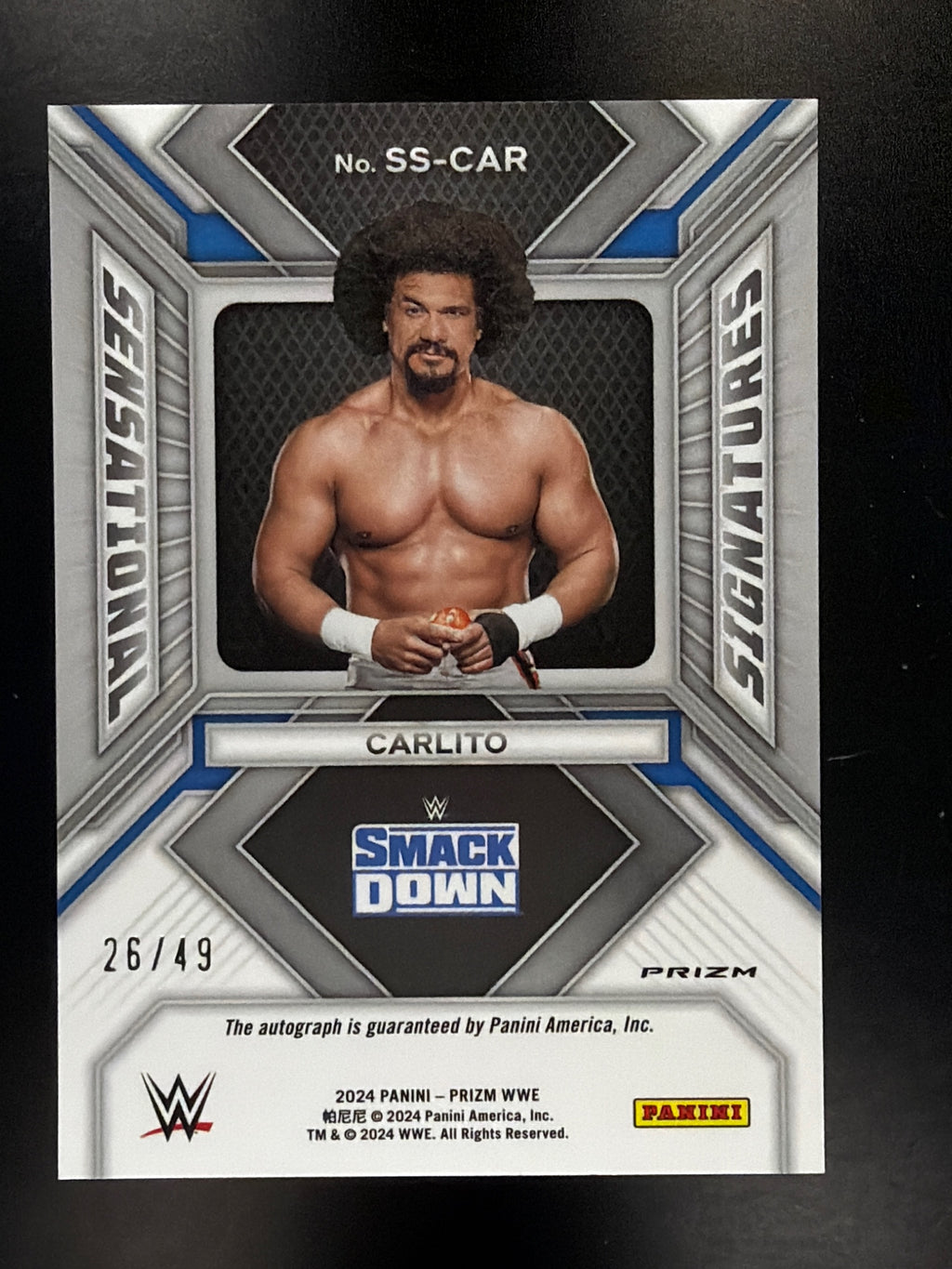 2024 Panini Prizm WWE #SS-CAR Carlito Sensational Signatures Blue #/49