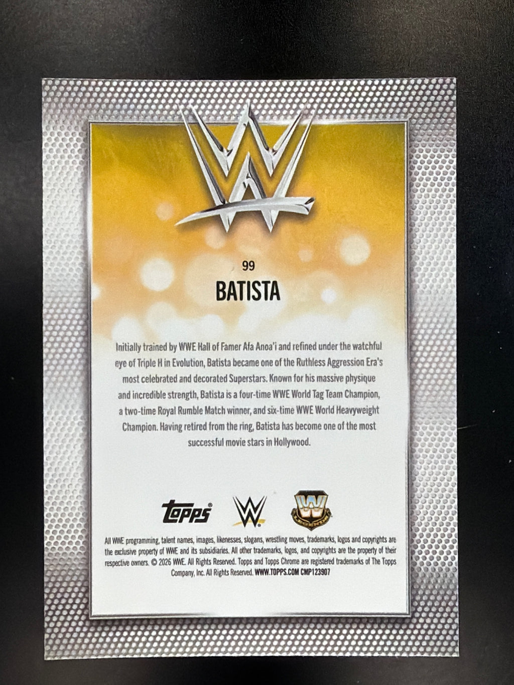 2026 Topps Chrome WWE #99 Batista Blue Refractor #/150