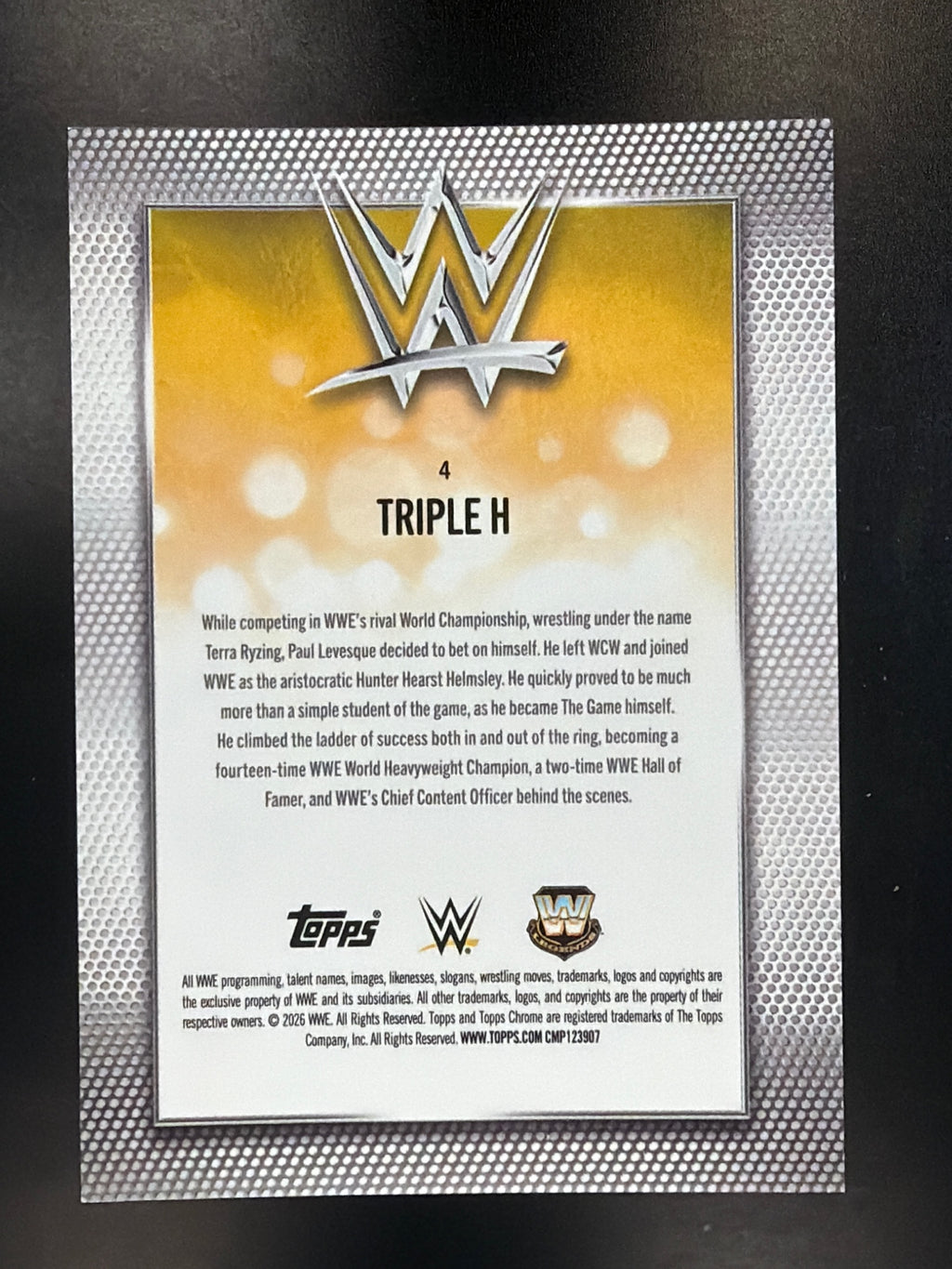 2026 Topps Chrome WWE #4 Triple H Gold Refractor #/50