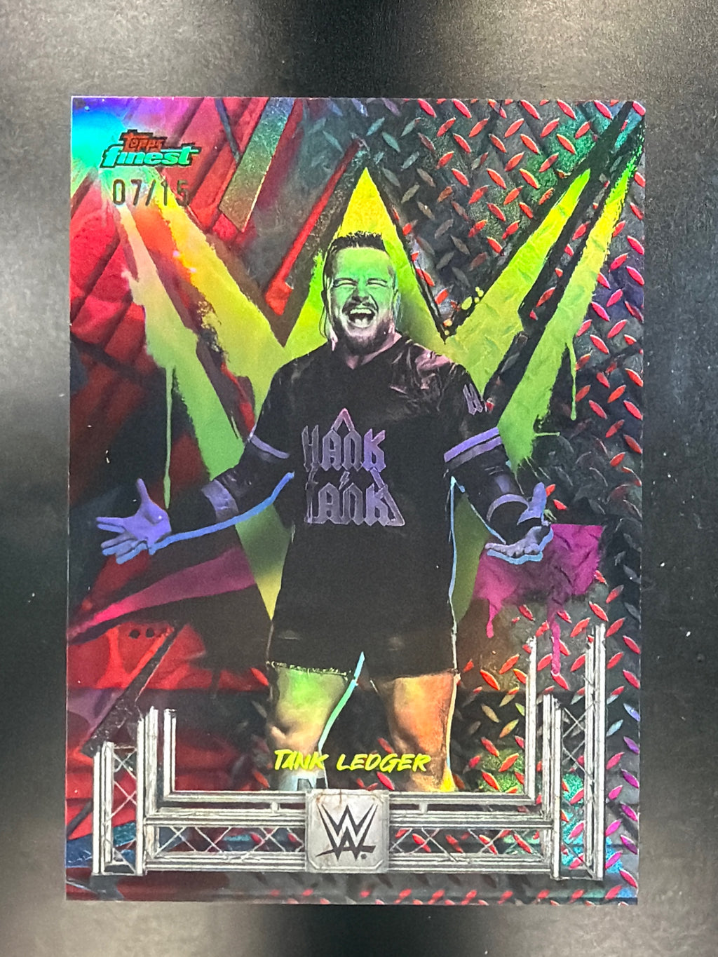 2025 Topps Finest WWE #109 Tank Ledger Red/Black Vapor #/15