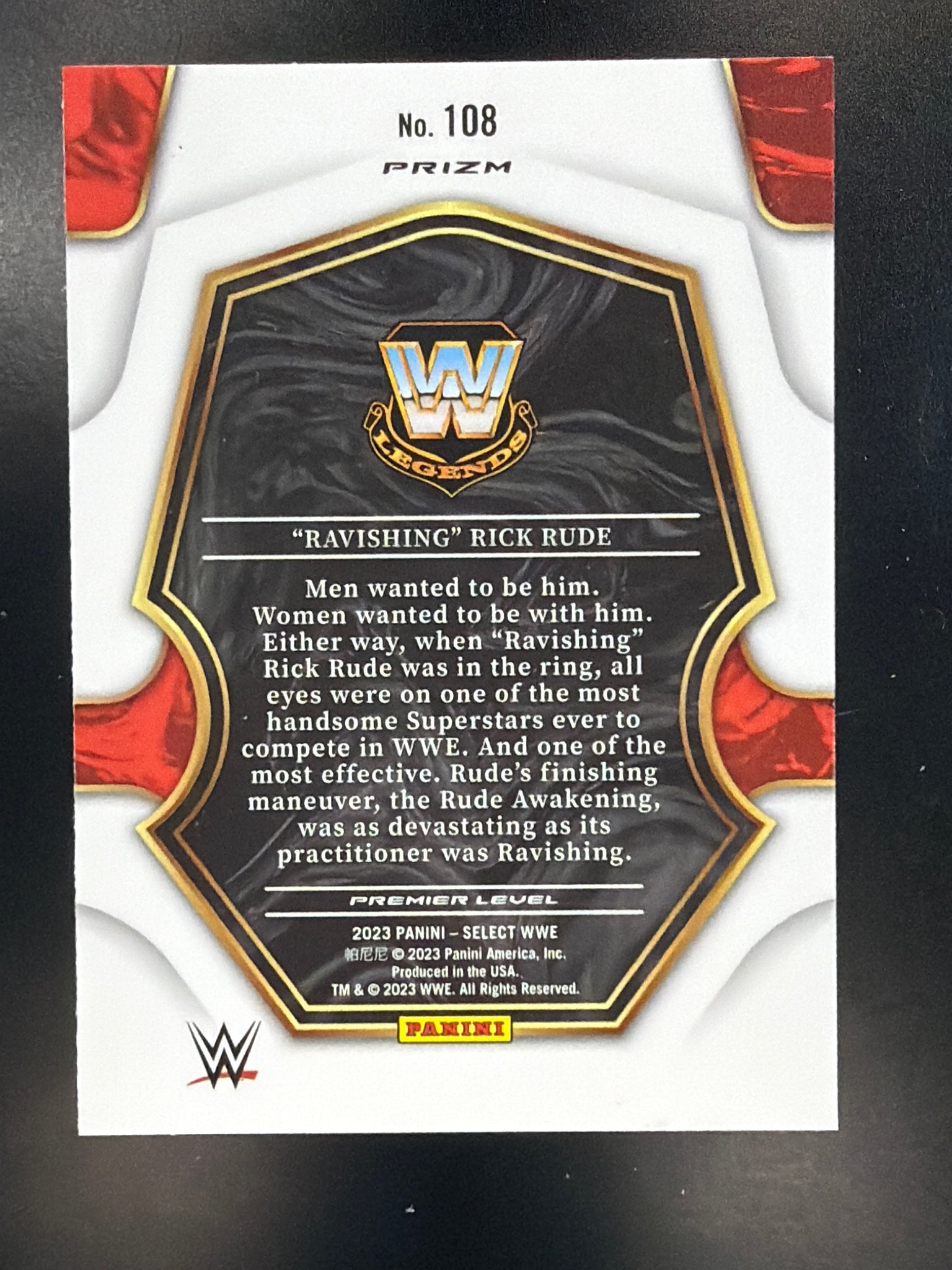 2023 Panini Select WWE #108 "Ravishing" Rick Rude Tri-Color Prizms