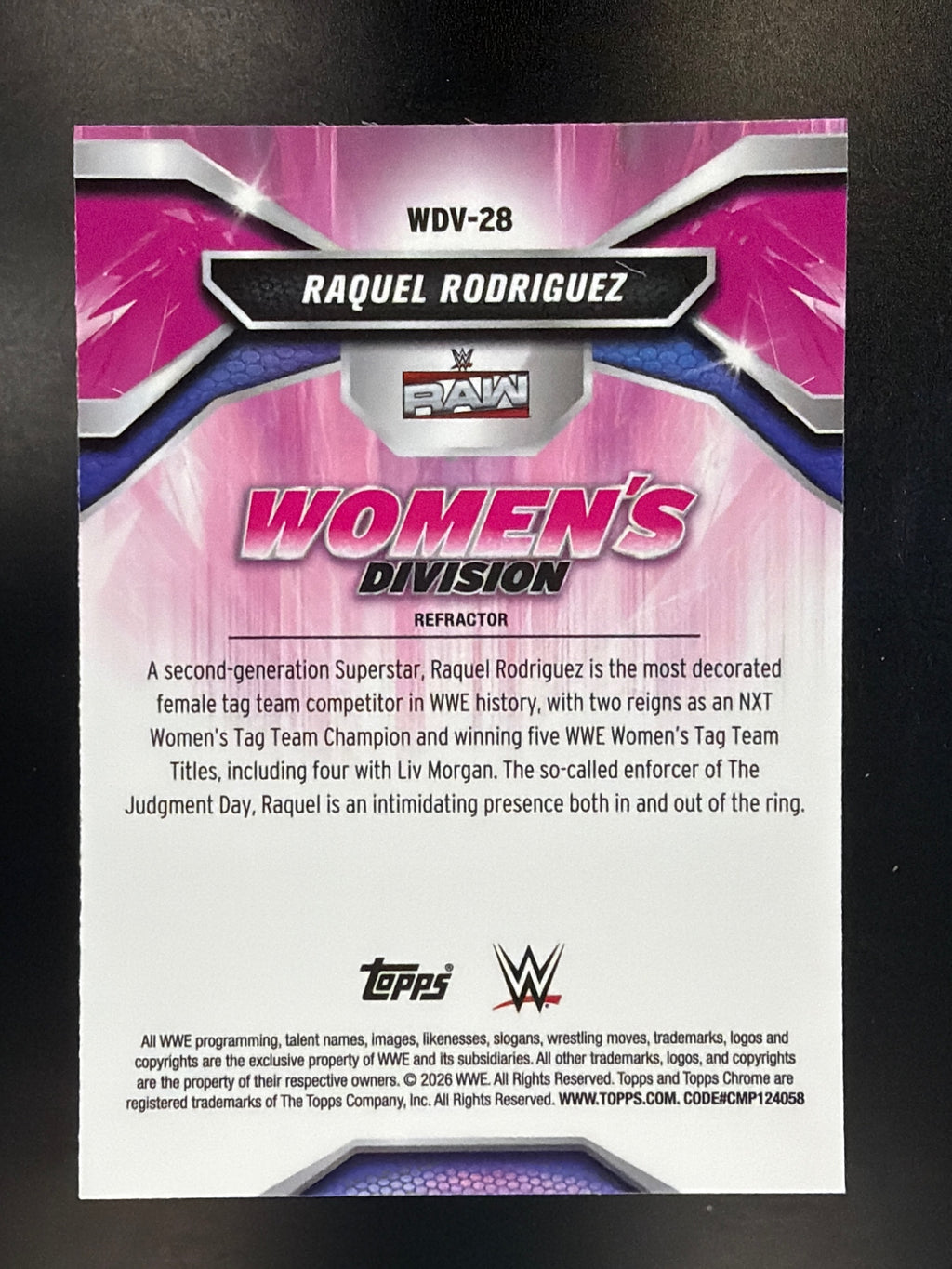 2026 Topps Chrome WWE #WDV-28 Raquel Rodriguez Women's Division Refractor