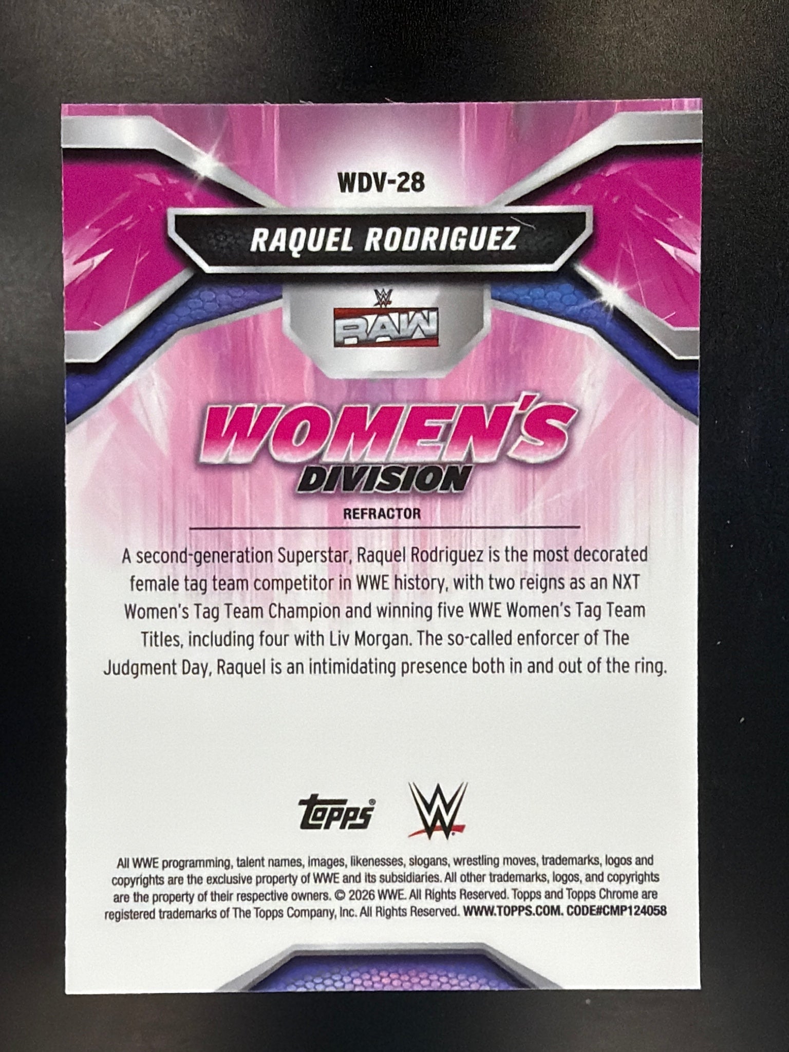 2026 Topps Chrome WWE #WDV-28 Raquel Rodriguez Women's Division Refractor