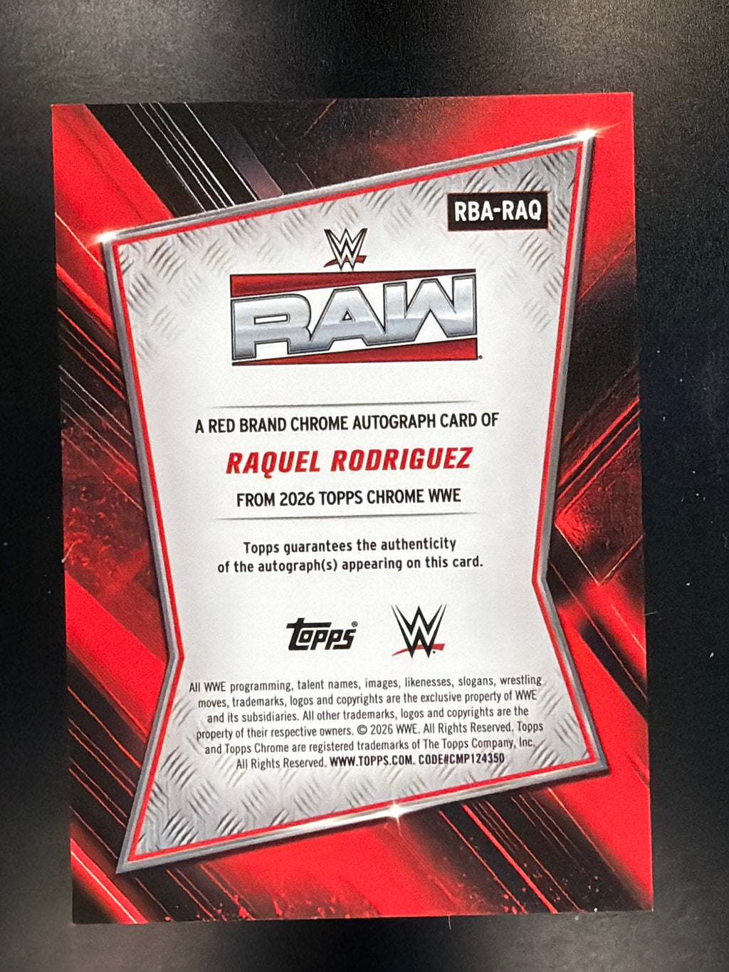 2026 Topps Chrome WWE #RBA-RAQ Raquel Rodriguez Red Brand Autographs