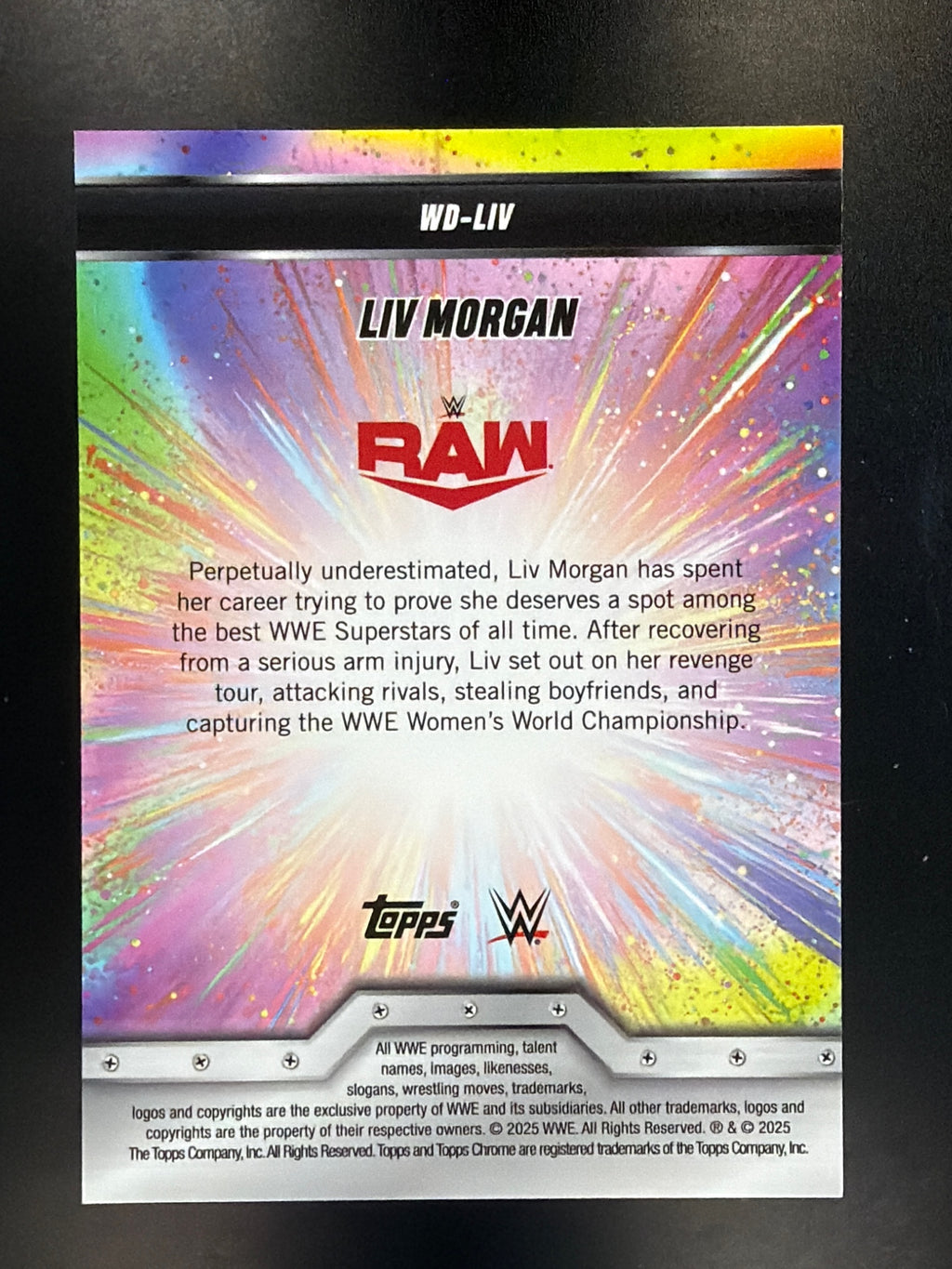 2025 Topps Chrome WWE #WD-LIV Liv Morgan Women's Division Gold Refractor #/50