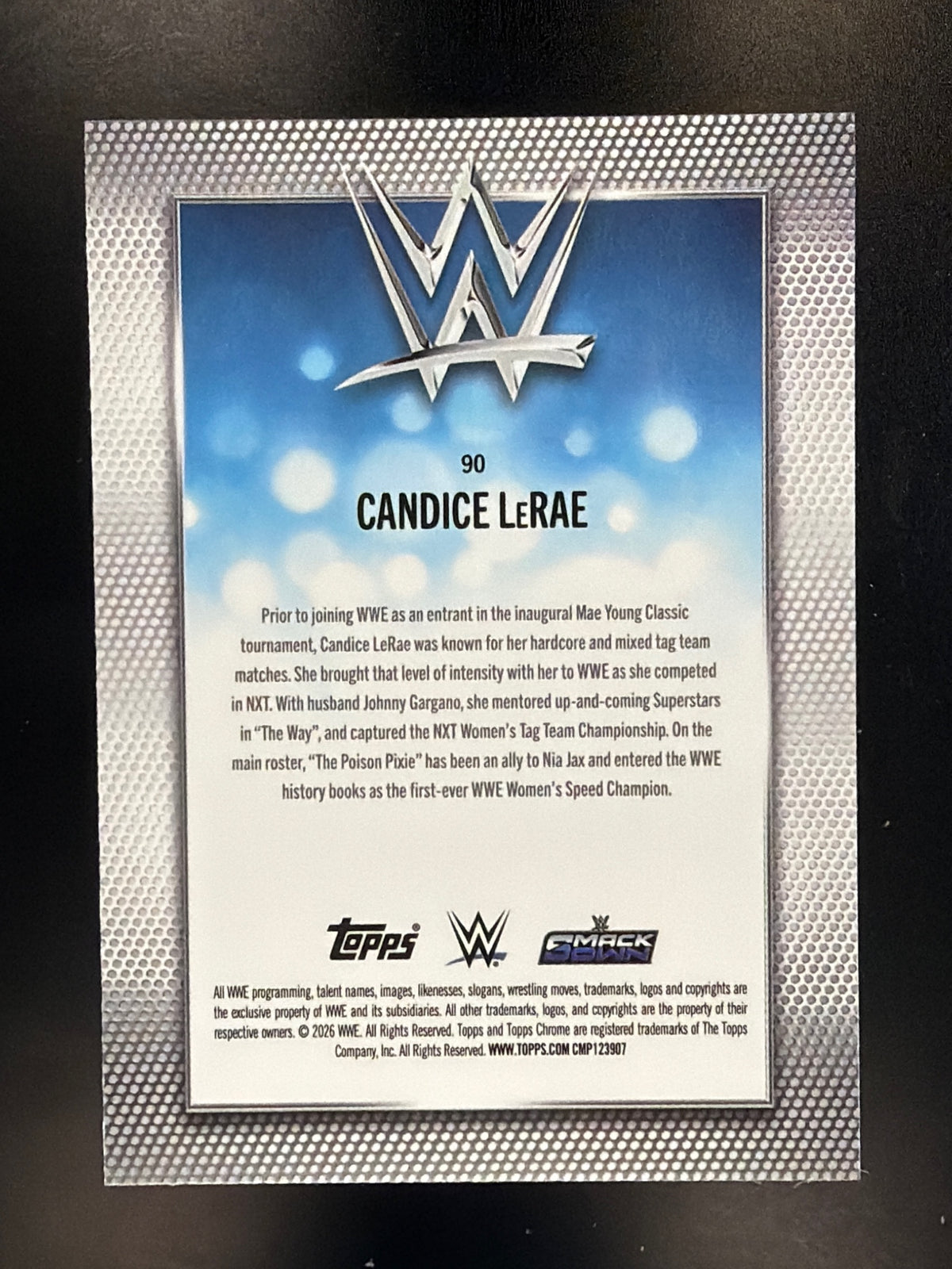 2026 Topps Chrome WWE #90 Candice LeRae Pink Refractor #/250