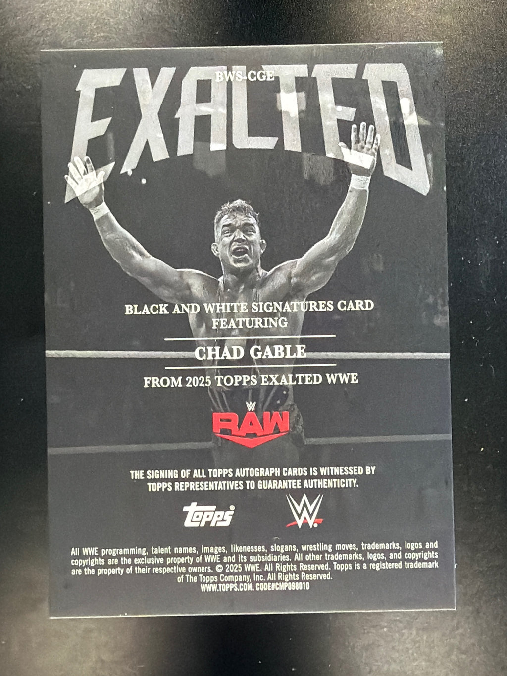 2025 Topps Exalted WWE #BWS-CGE Chad Gable Black and White Signatures