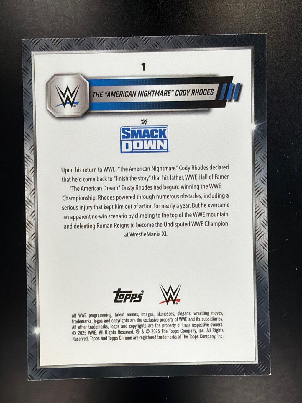 2025 Topps Chrome WWE #1 The American Nightmare Cody Rhodes Neon Green & Black