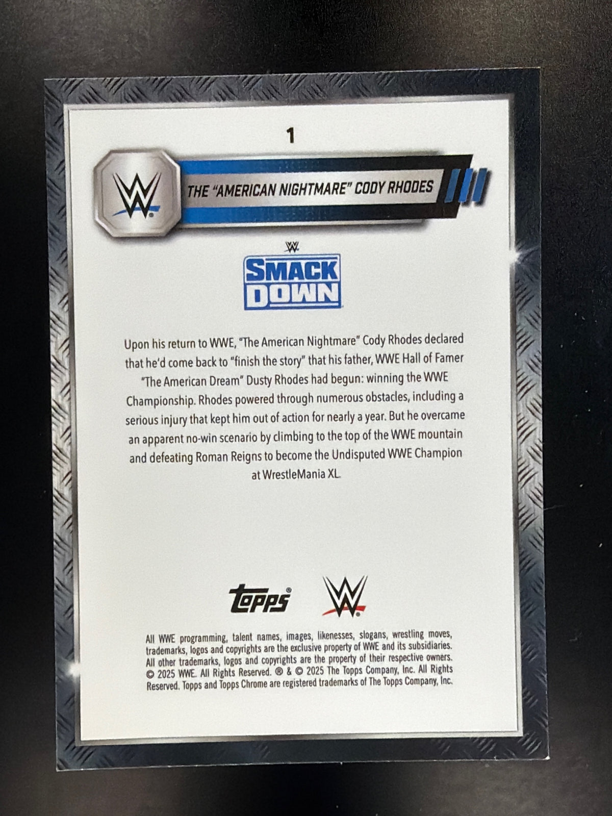 2025 Topps Chrome WWE #1 The American Nightmare Cody Rhodes Neon Green & Black