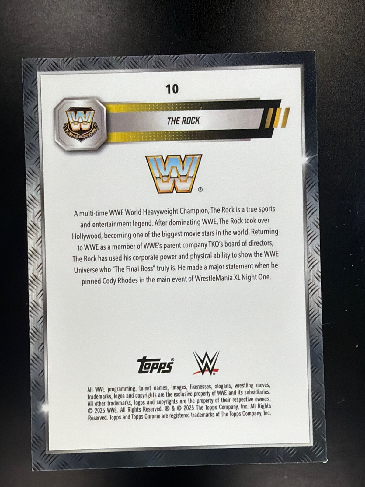 2025 Topps Chrome WWE #10 The Rock Teal Lazer Refractor #/175