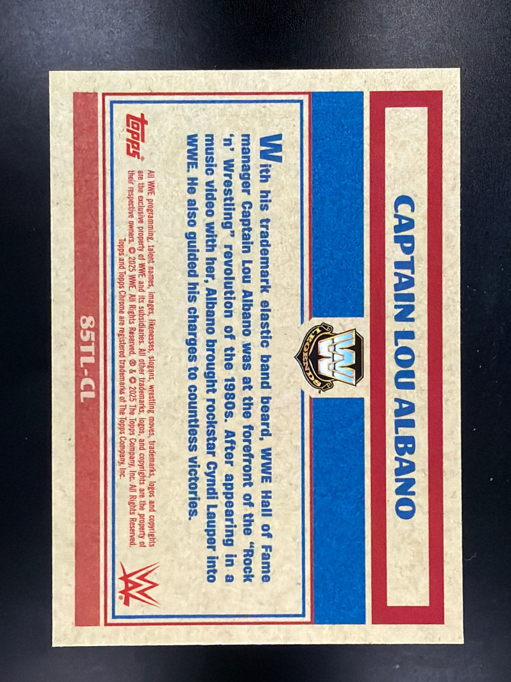 2025 Topps Chrome WWE #85TL-CL Captain Lou Albano 1985 Topps Legends Blue #/150