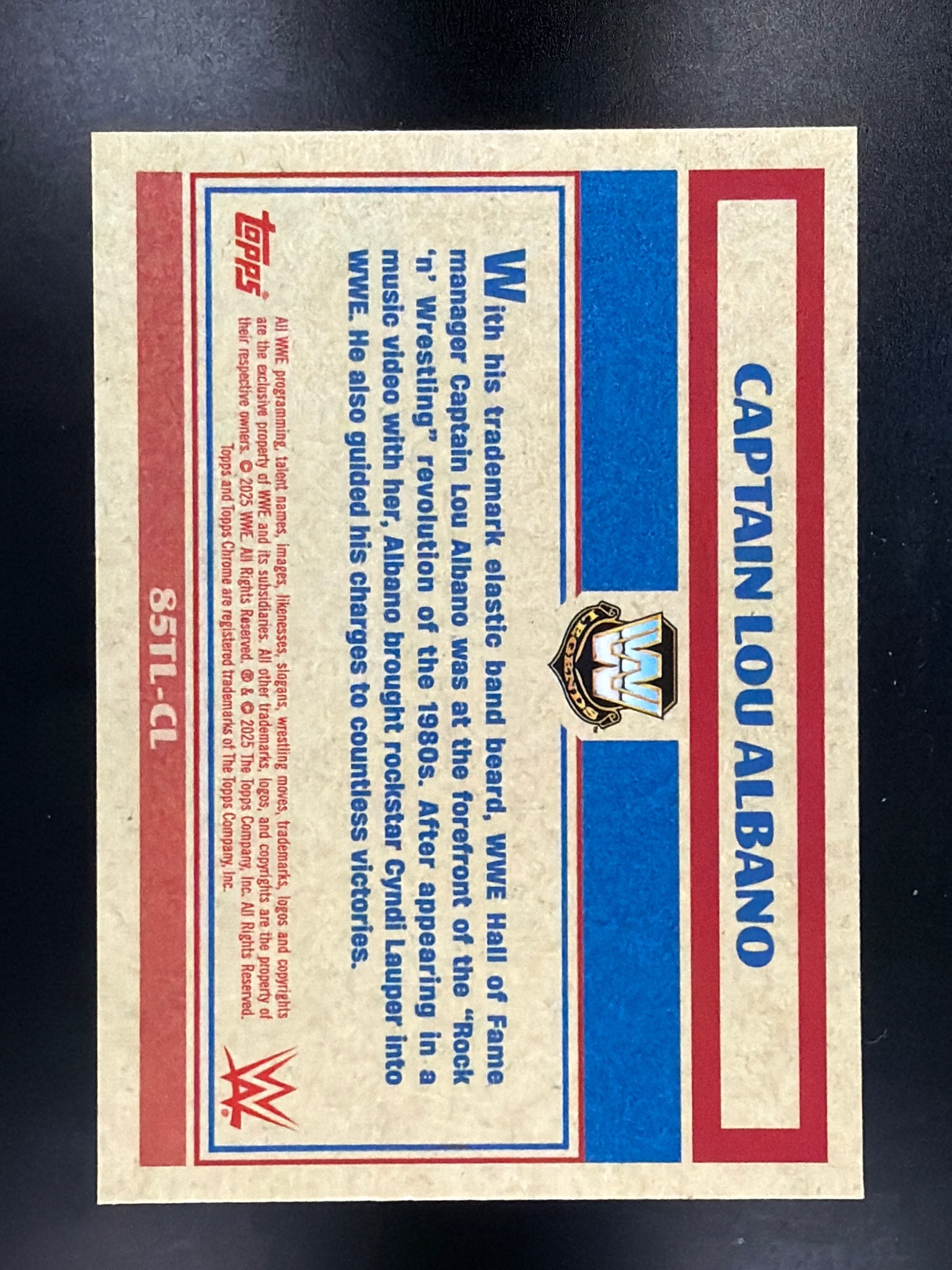 2025 Topps Chrome WWE #85TL-CL Captain Lou Albano 1985 Topps Legends Blue #/150
