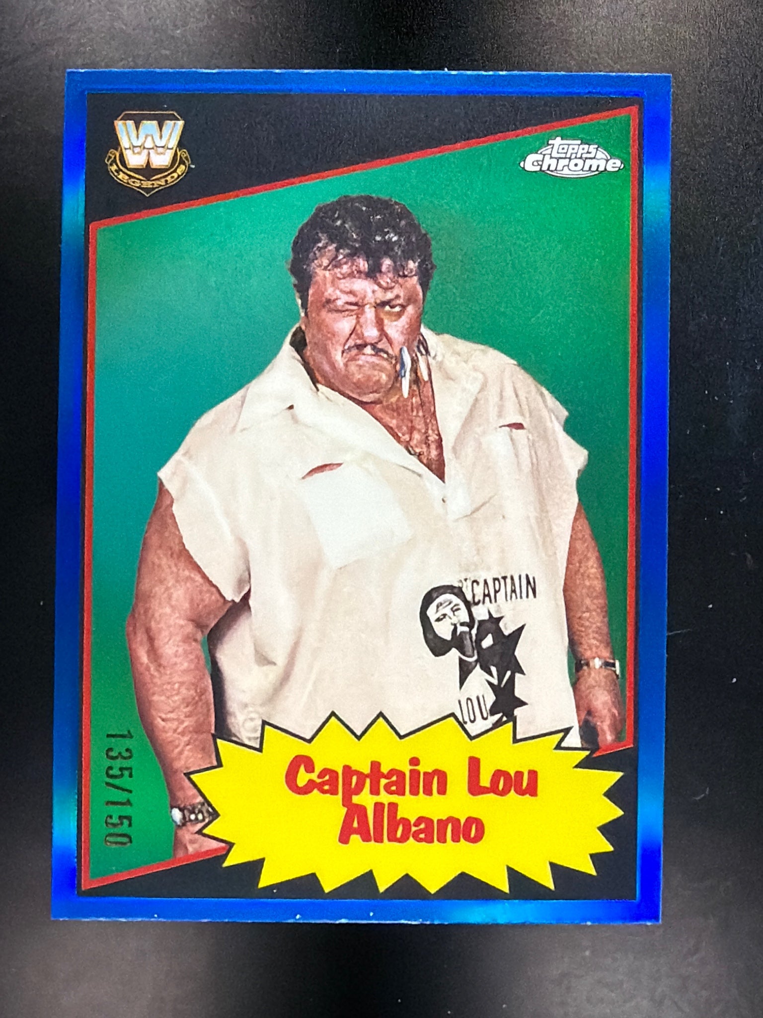 2025 Topps Chrome WWE #85TL-CL Captain Lou Albano 1985 Topps Legends Blue #/150