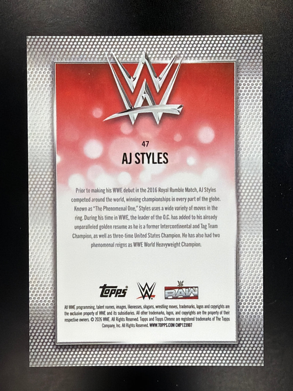 2026 Topps Chrome WWE #47 AJ Styles Gold Refractor #/50