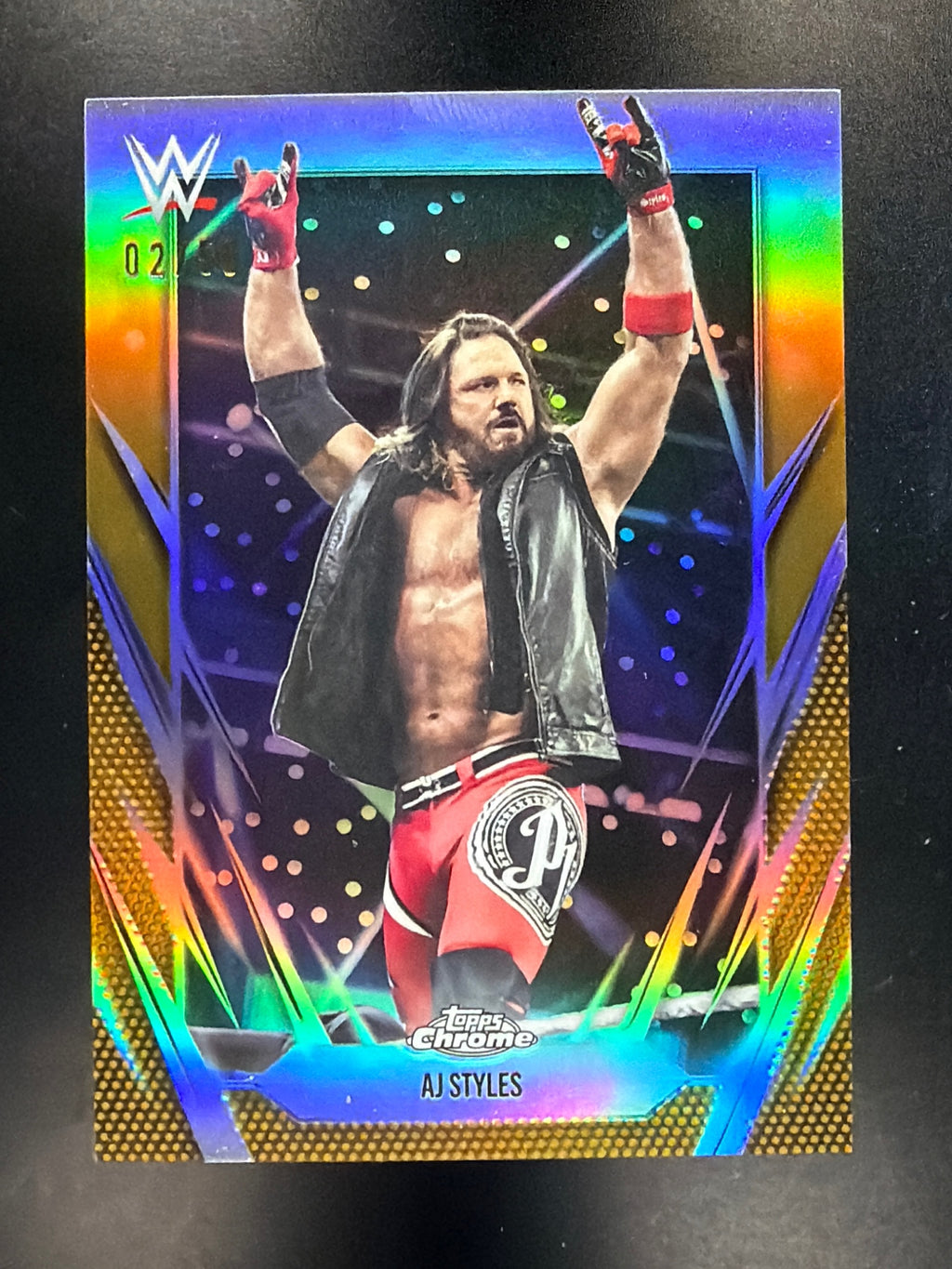 2026 Topps Chrome WWE #47 AJ Styles Gold Refractor #/50