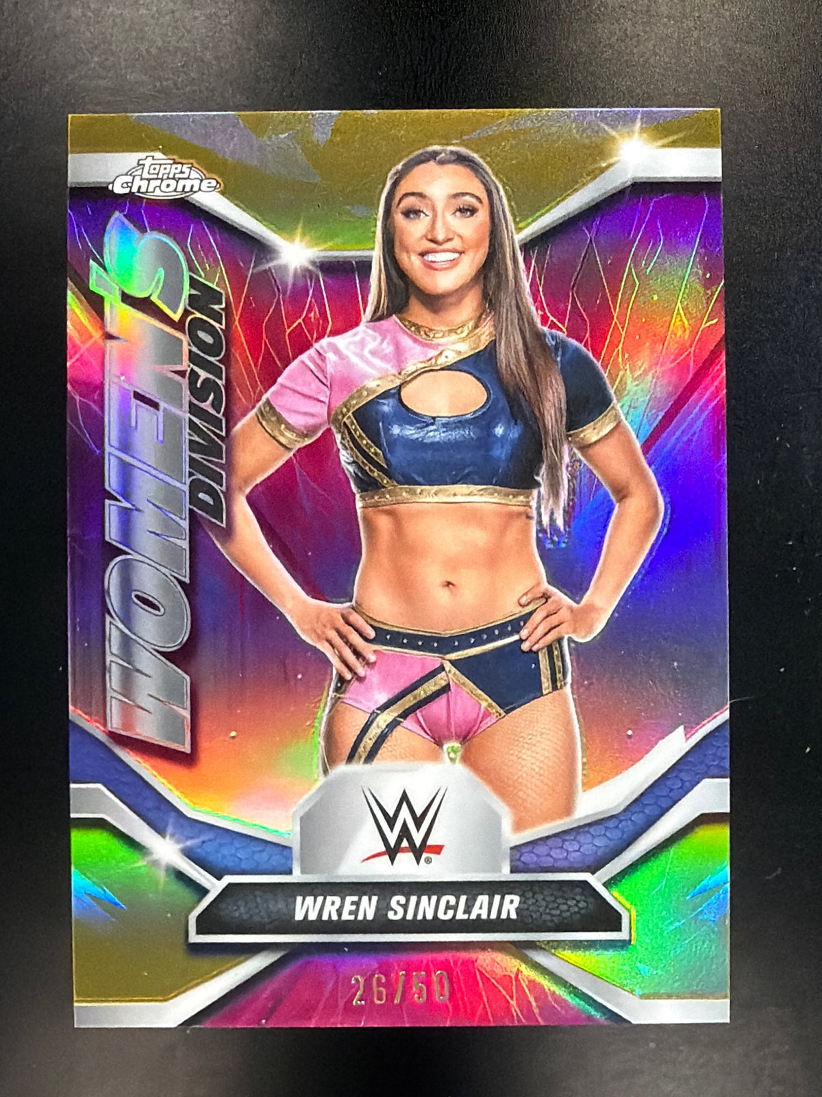 2026 Topps Chrome WWE #WDV-39 Wren Sinclair Women's Division Gold Refractor #/50