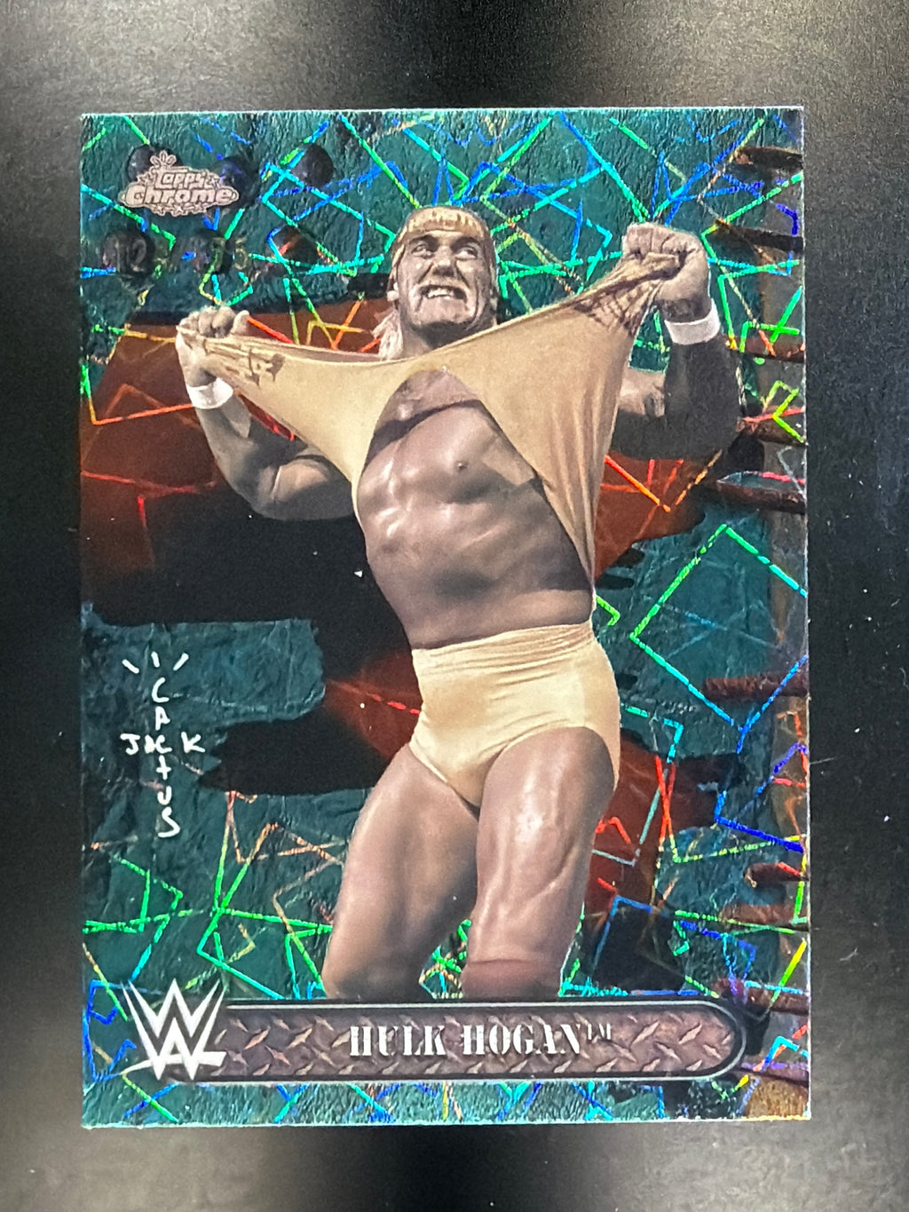 2025 Topps Chrome WWE x Cactus Jack #60 Hulk Hogan Teal Lasers #/175