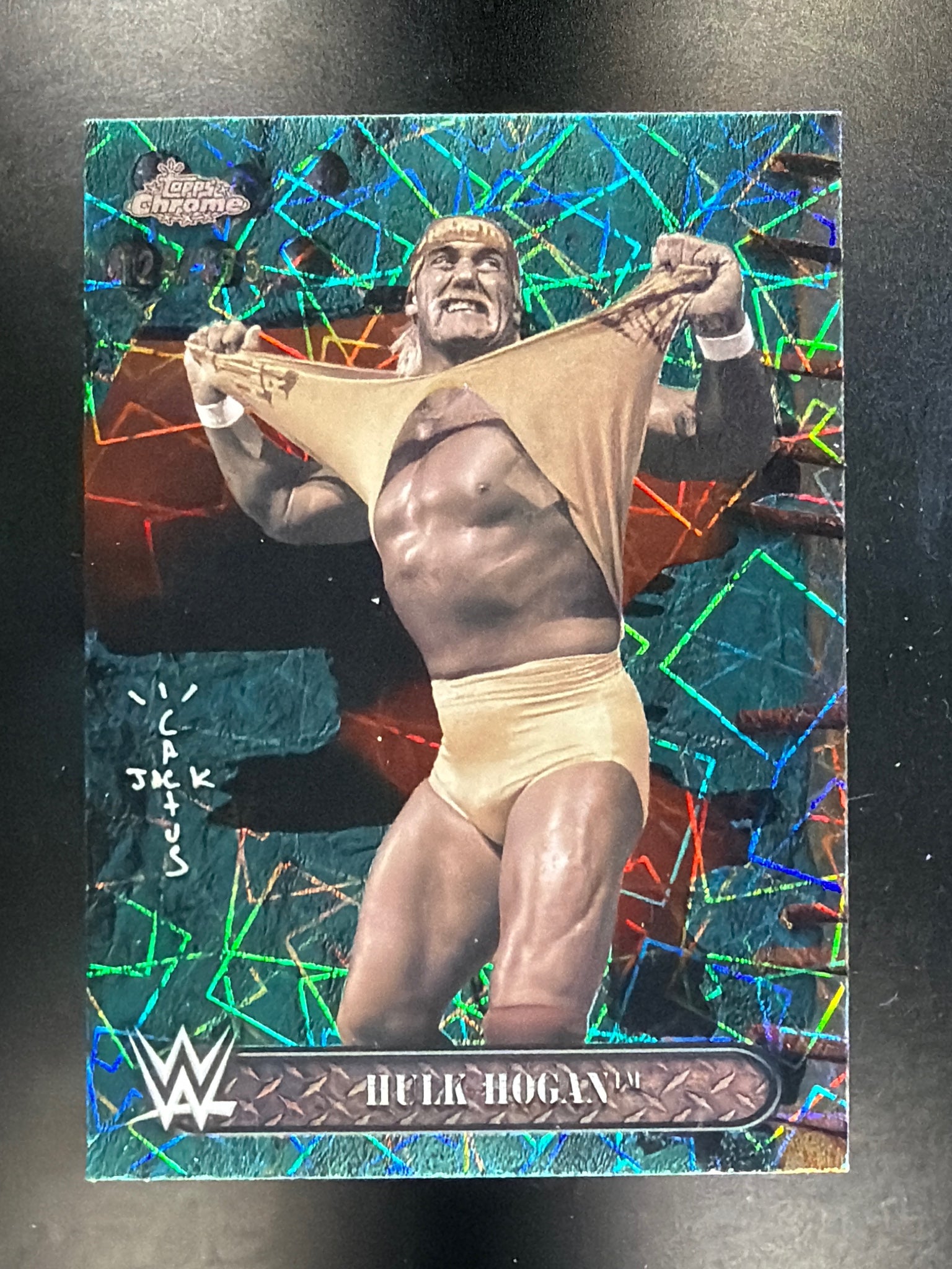 2025 Topps Chrome WWE x Cactus Jack #60 Hulk Hogan Teal Lasers #/175