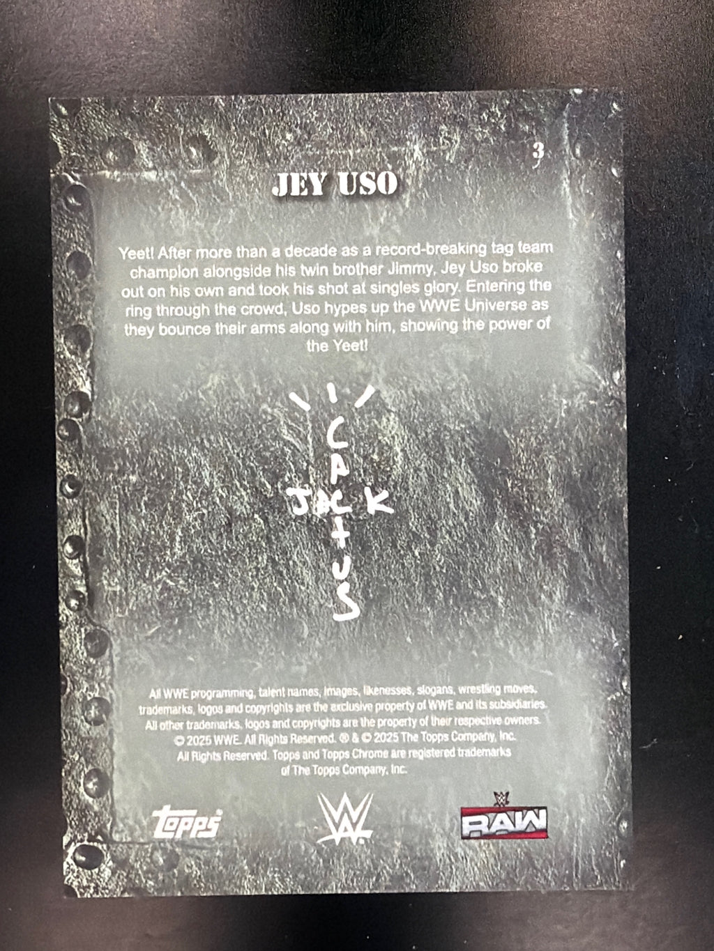 2025 Topps Chrome WWE x Cactus Jack #3 Jey Uso Green #/99