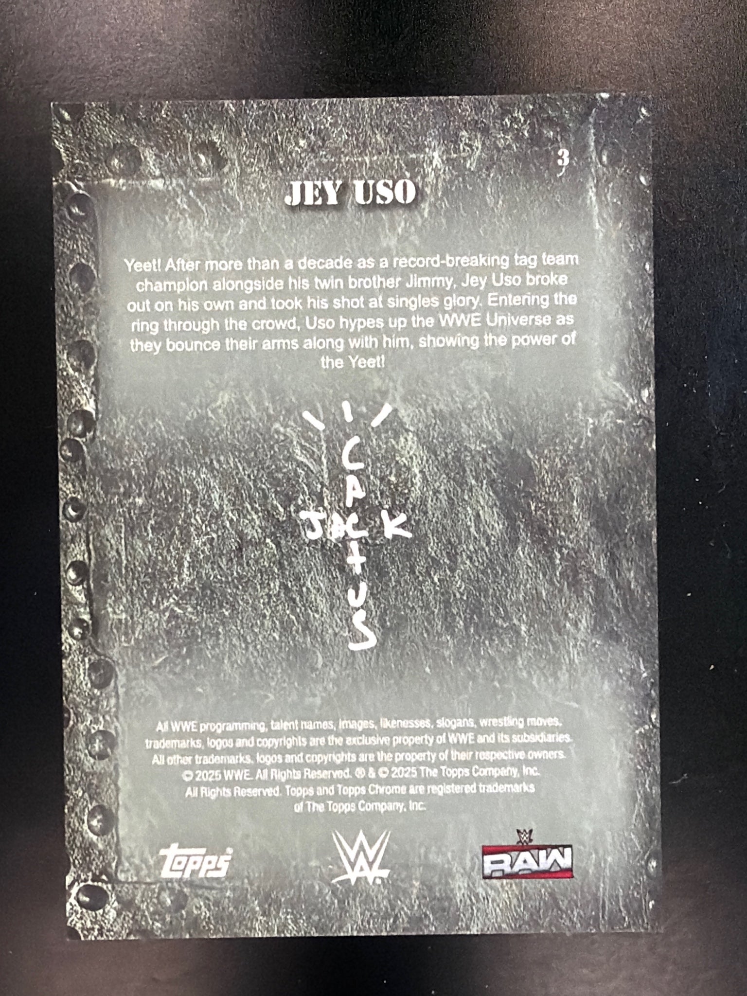 2025 Topps Chrome WWE x Cactus Jack #3 Jey Uso Green #/99