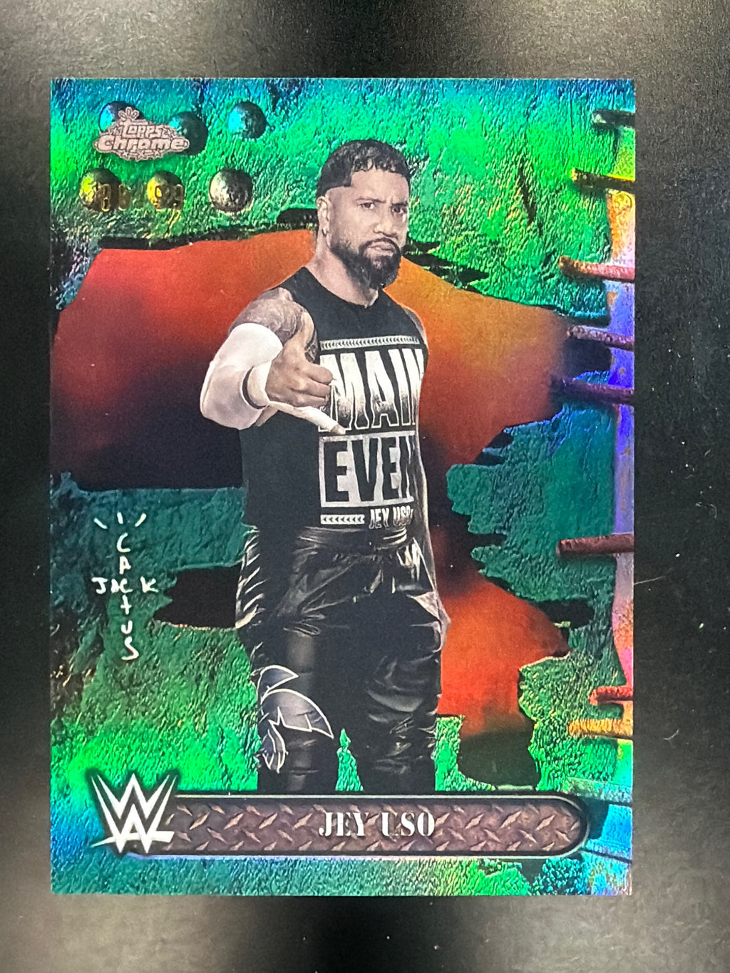 2025 Topps Chrome WWE x Cactus Jack #3 Jey Uso Green #/99