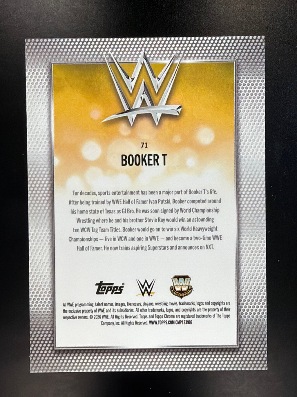 2026 Topps Chrome WWE #71 Booker T Yellow Refractor #/275