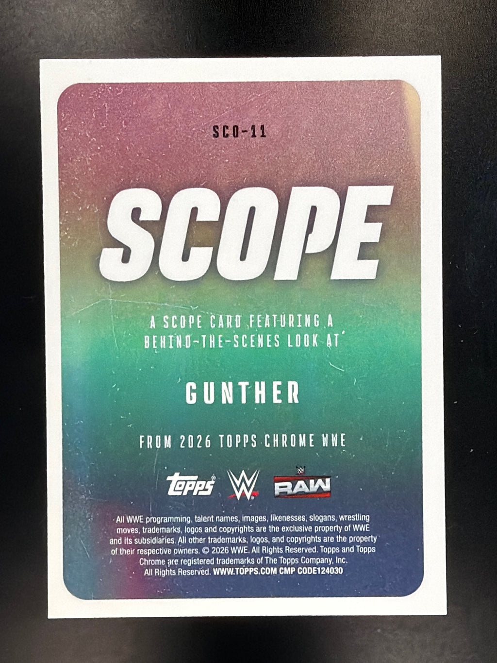 2026 Topps Chrome WWE #SCO-11 Gunther Scope Blue Refractor #/150