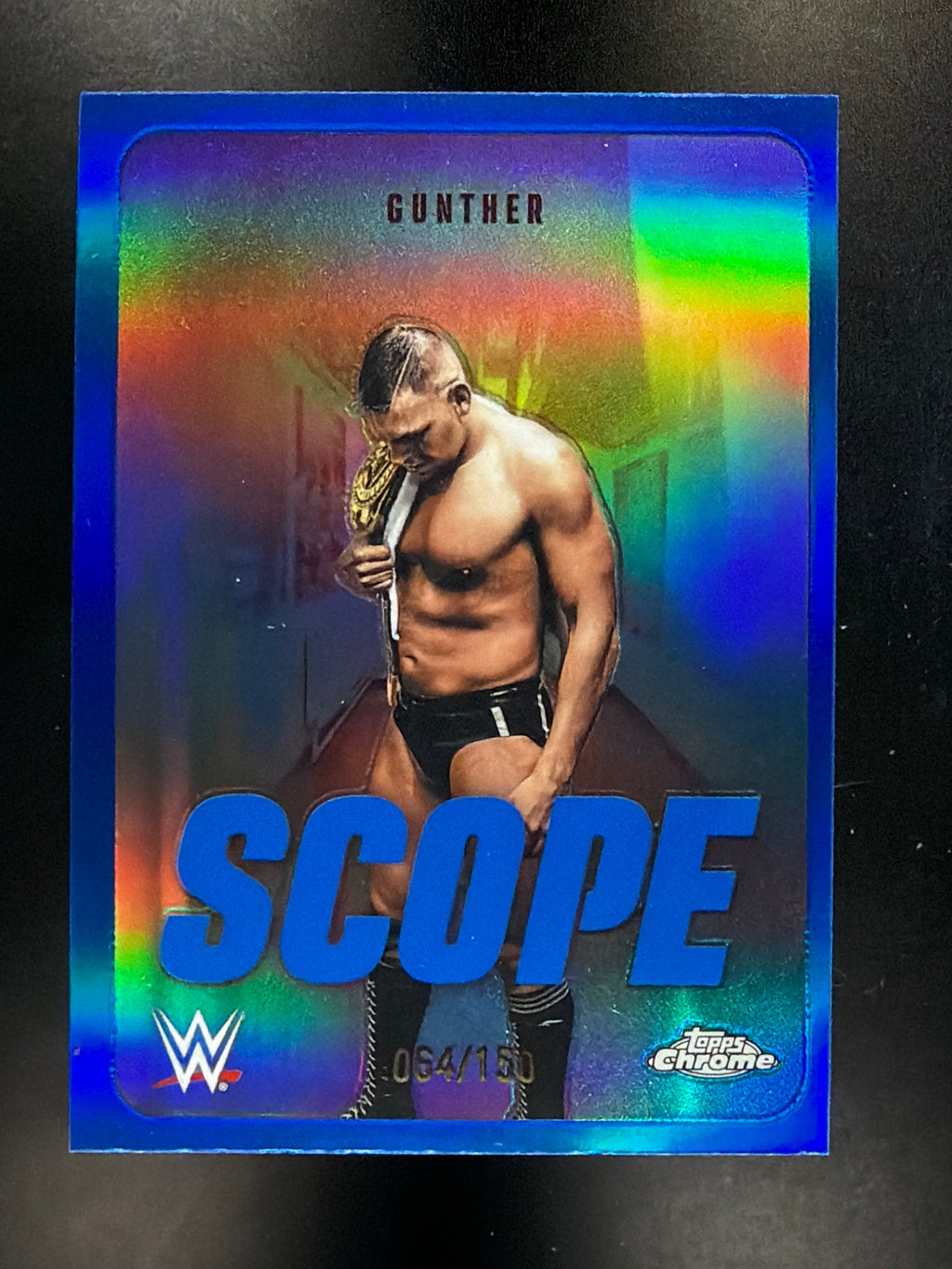 2026 Topps Chrome WWE #SCO-11 Gunther Scope Blue Refractor #/150