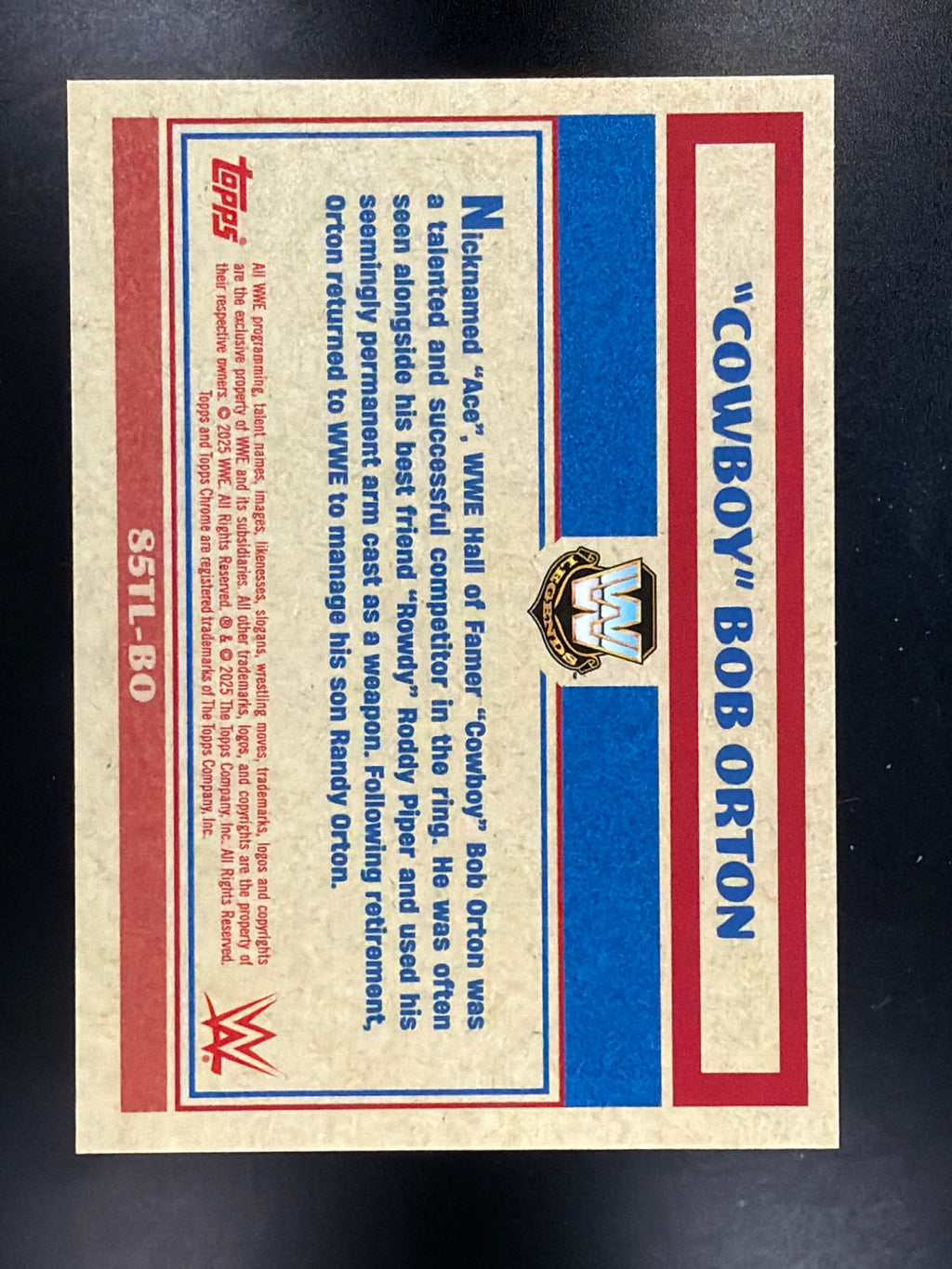 2025 Topps Chrome WWE #85TL-BO Cowboy Bob Orton 1985 Topps Legends Gold #/50