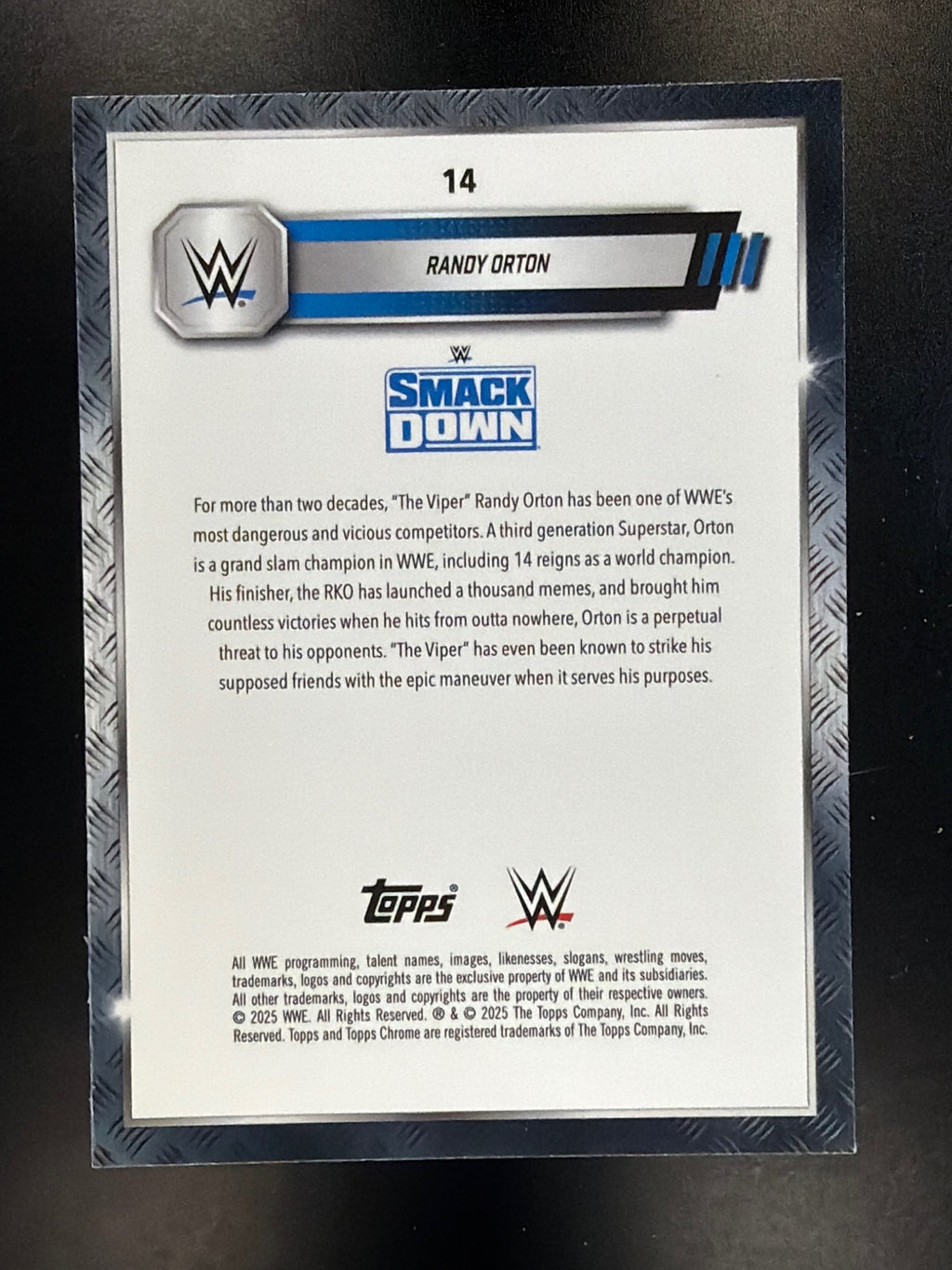2025 Topps Chrome WWE #14 Randy Orton Blue Refractor #/150