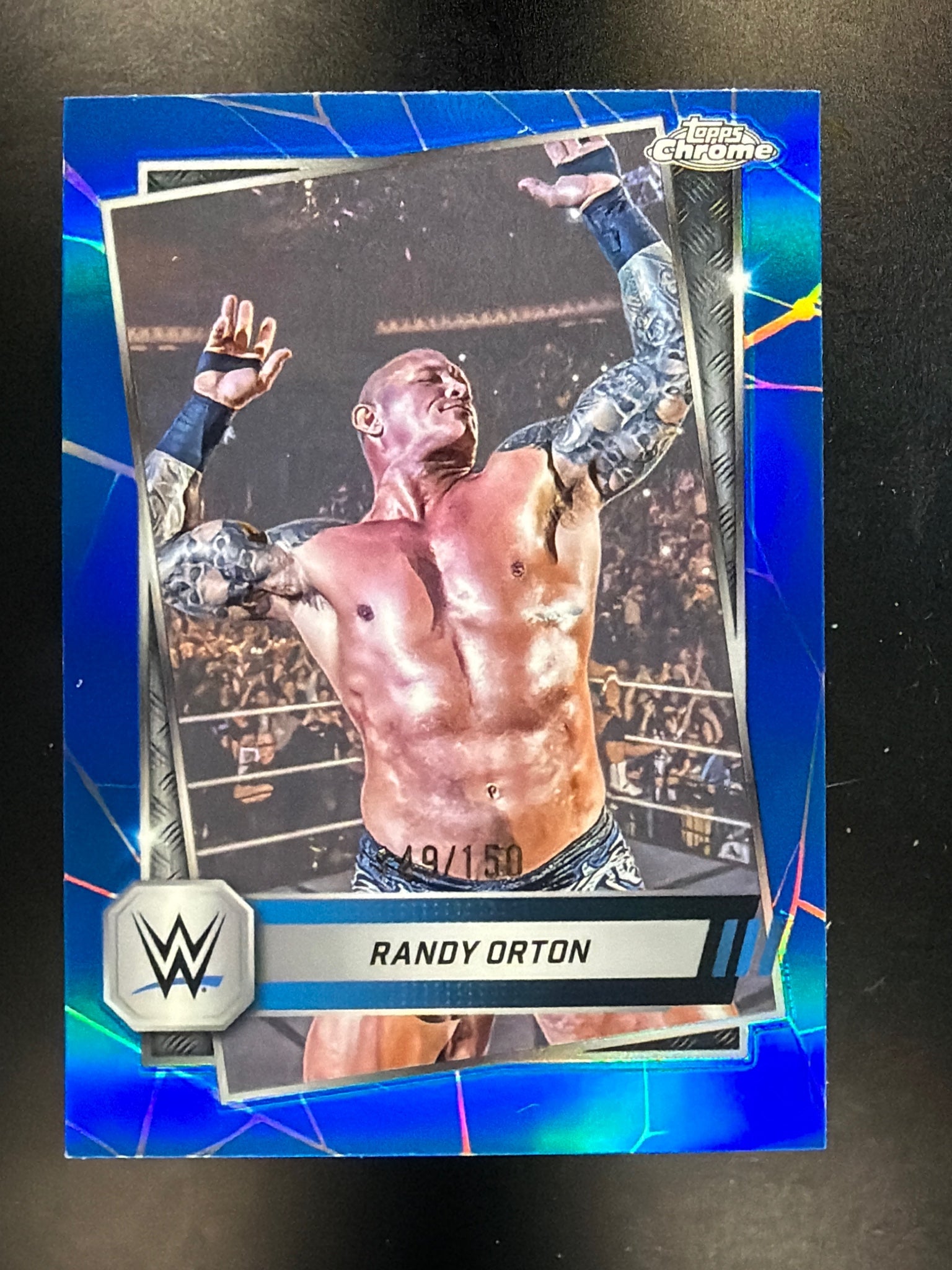 2025 Topps Chrome WWE #14 Randy Orton Blue Refractor #/150
