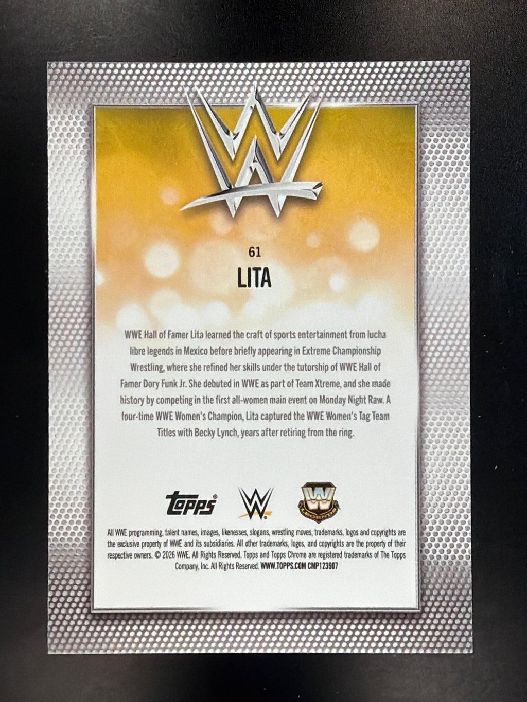 2026 Topps Chrome WWE #61 Lita Pink RayWave Refractor #/250