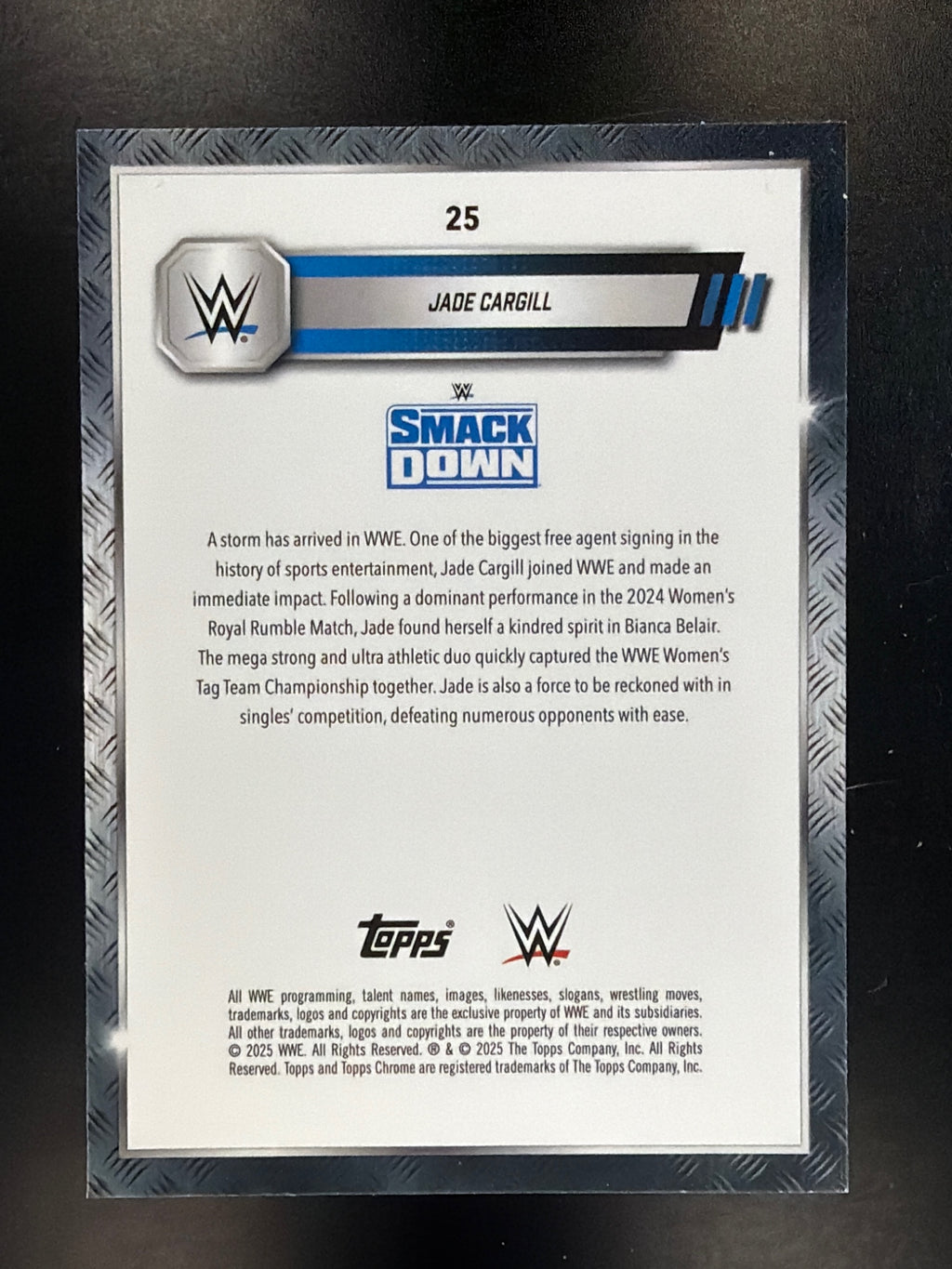 2025 Topps Chrome WWE #25 Jade Cargill Blue Refractor #/150